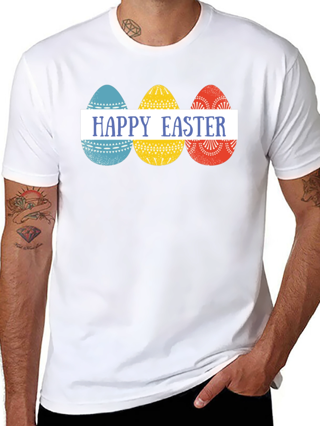 Happy Easter Eggs Graphic Tee - Festive Holiday Apparel