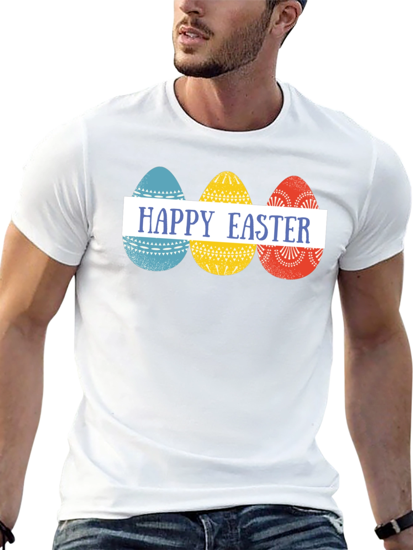 Happy Easter Eggs Graphic Tee - Festive Holiday Apparel