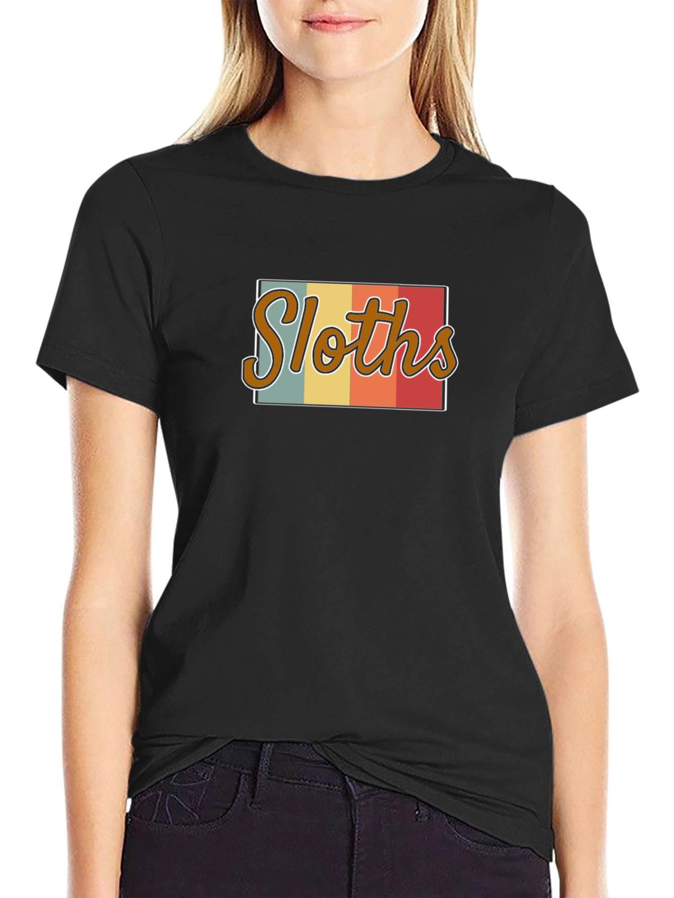 Retro Sloths Graphic Tee - Mens Black T-Shirt