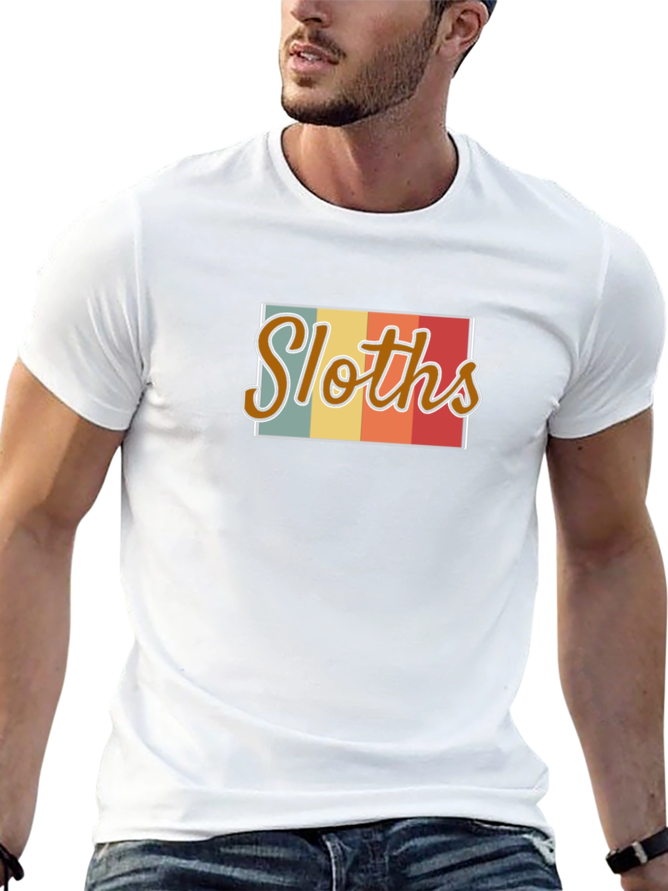 Retro Sloths Graphic Tee - Mens Black T-Shirt