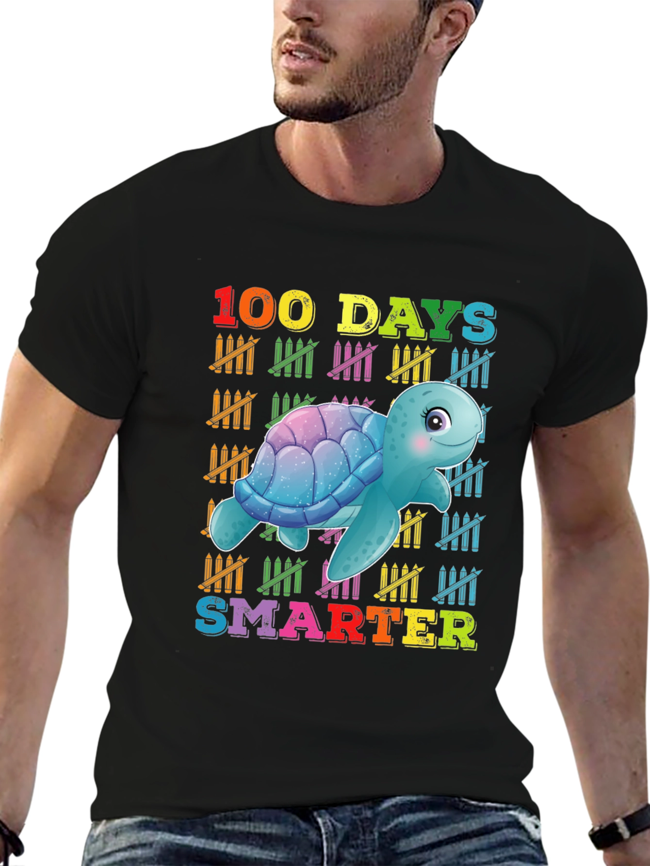 100 Days Smarter Turtle Graphic T-Shirt