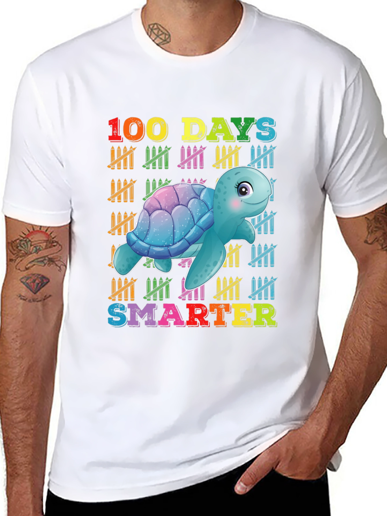 100 Days Smarter Turtle Graphic T-Shirt