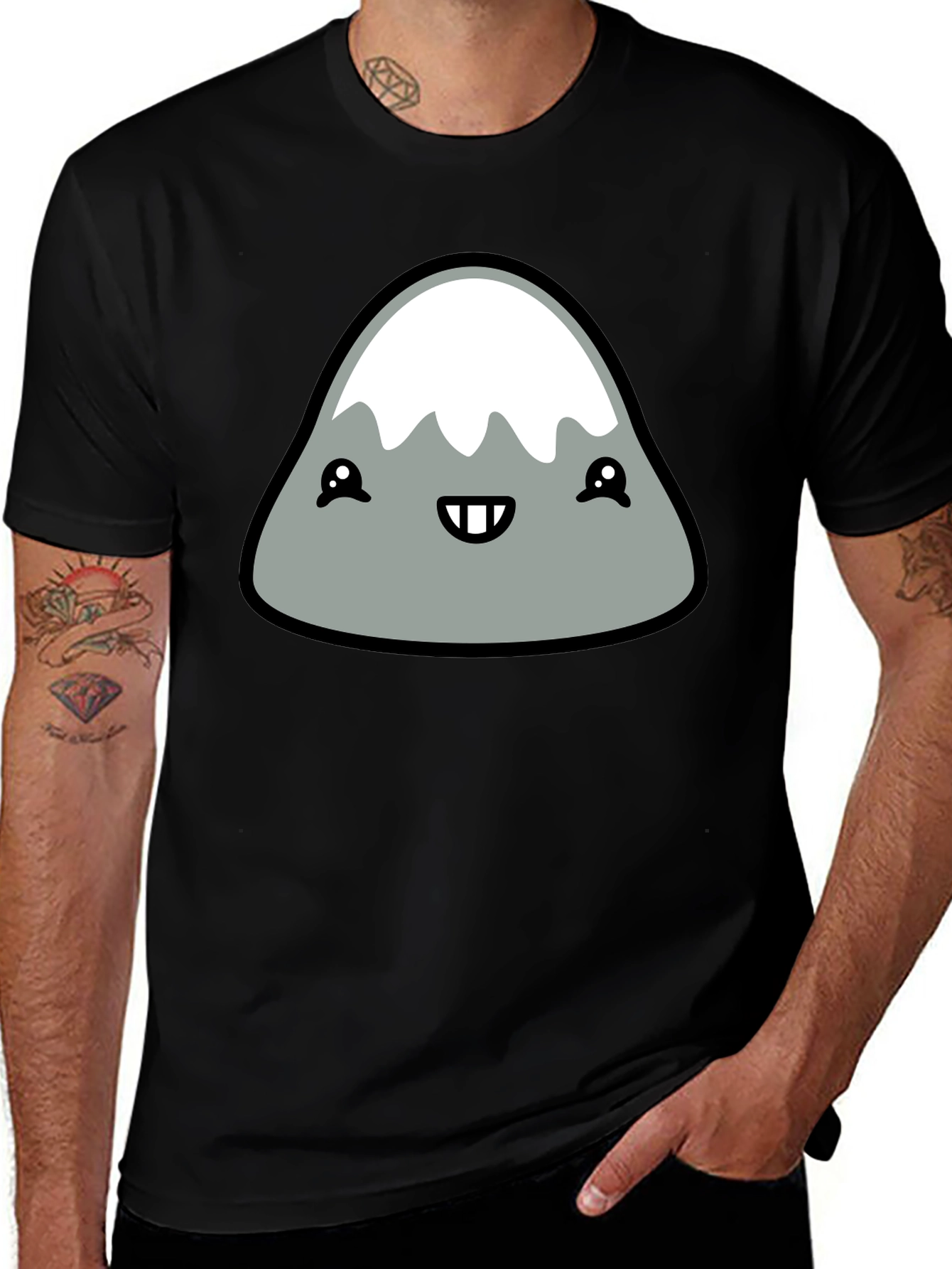 Cute Mountain Graphic Tee - Black T-Shirt