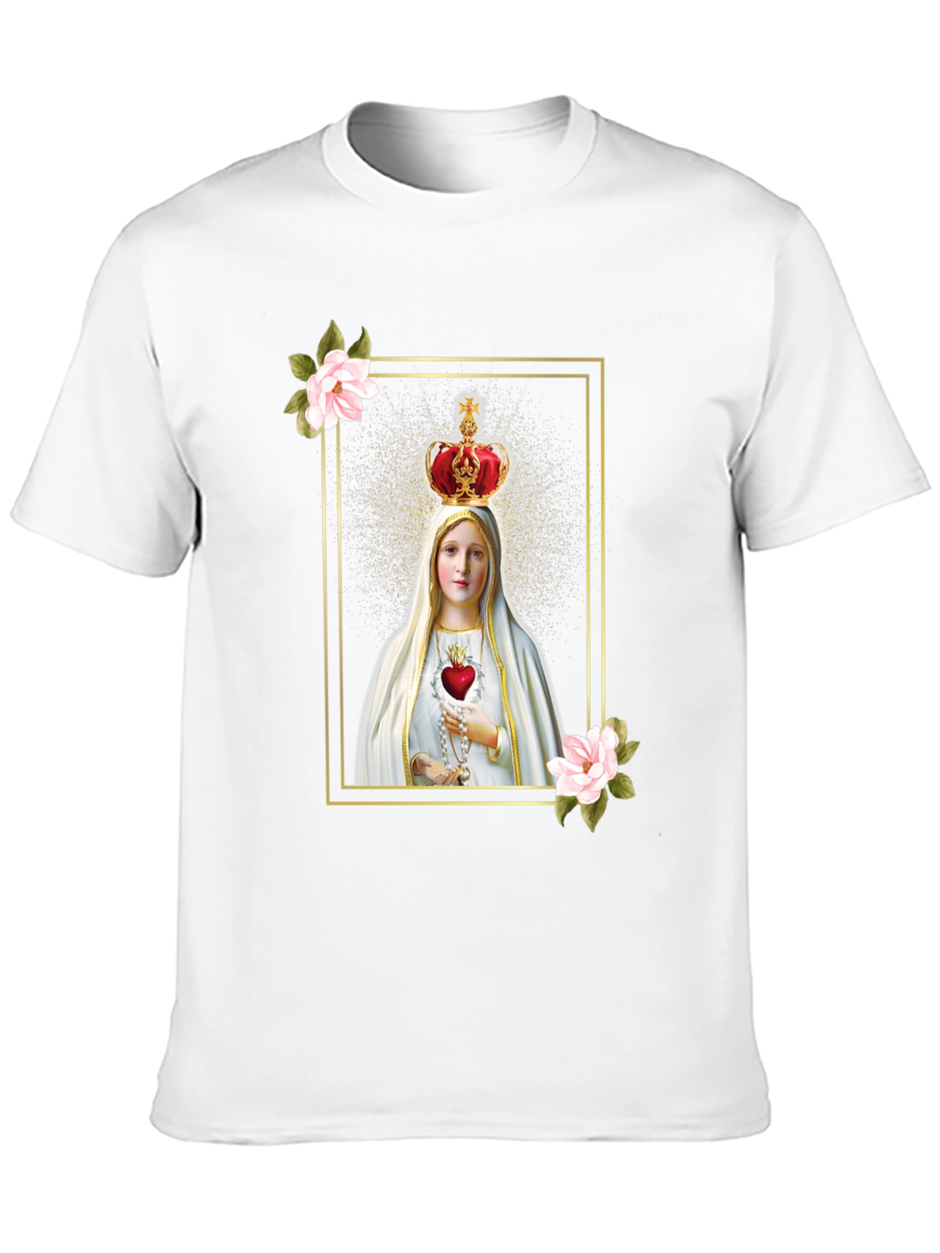 Virgin Mary Graphic Tee - Religious Black T-Shirt