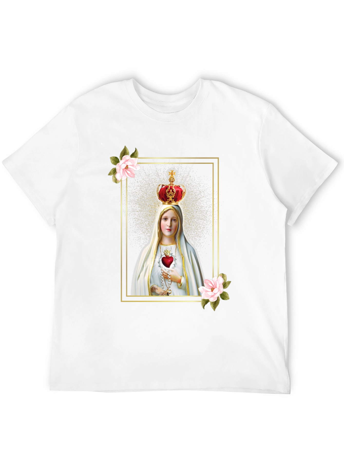 Virgin Mary Graphic Tee - Religious Black T-Shirt