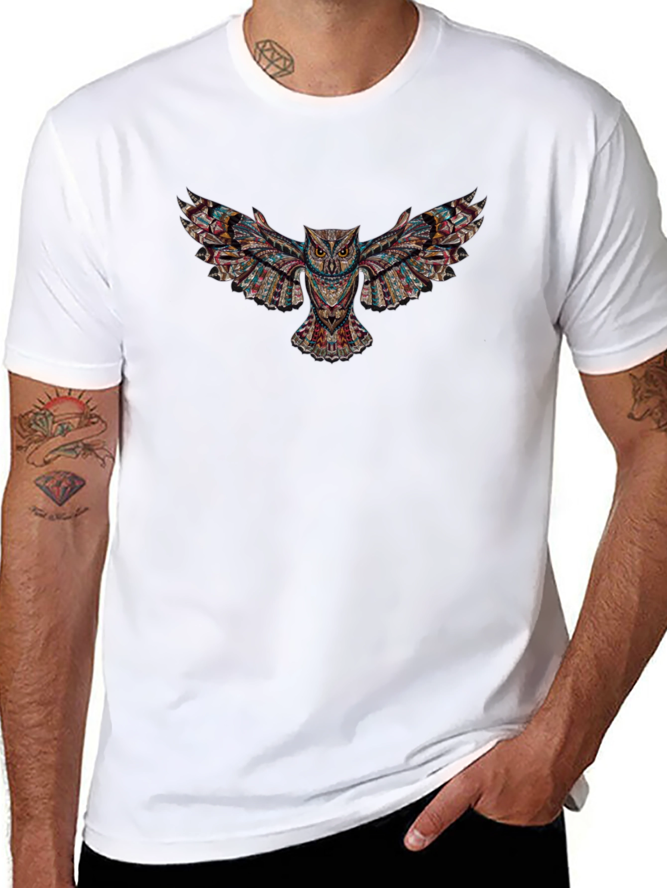 Owl Print Black T-Shirt