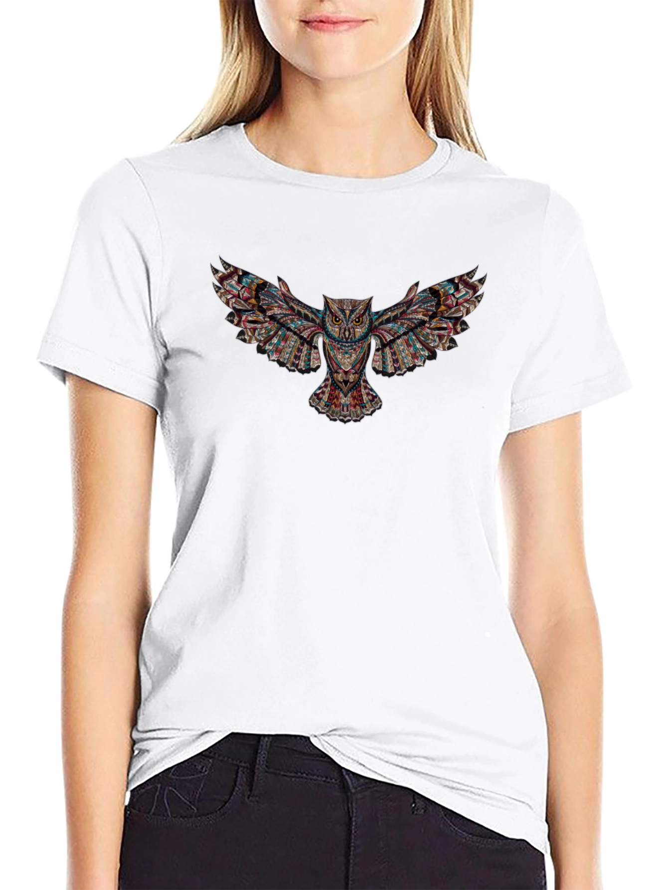 Owl Print Black T-Shirt