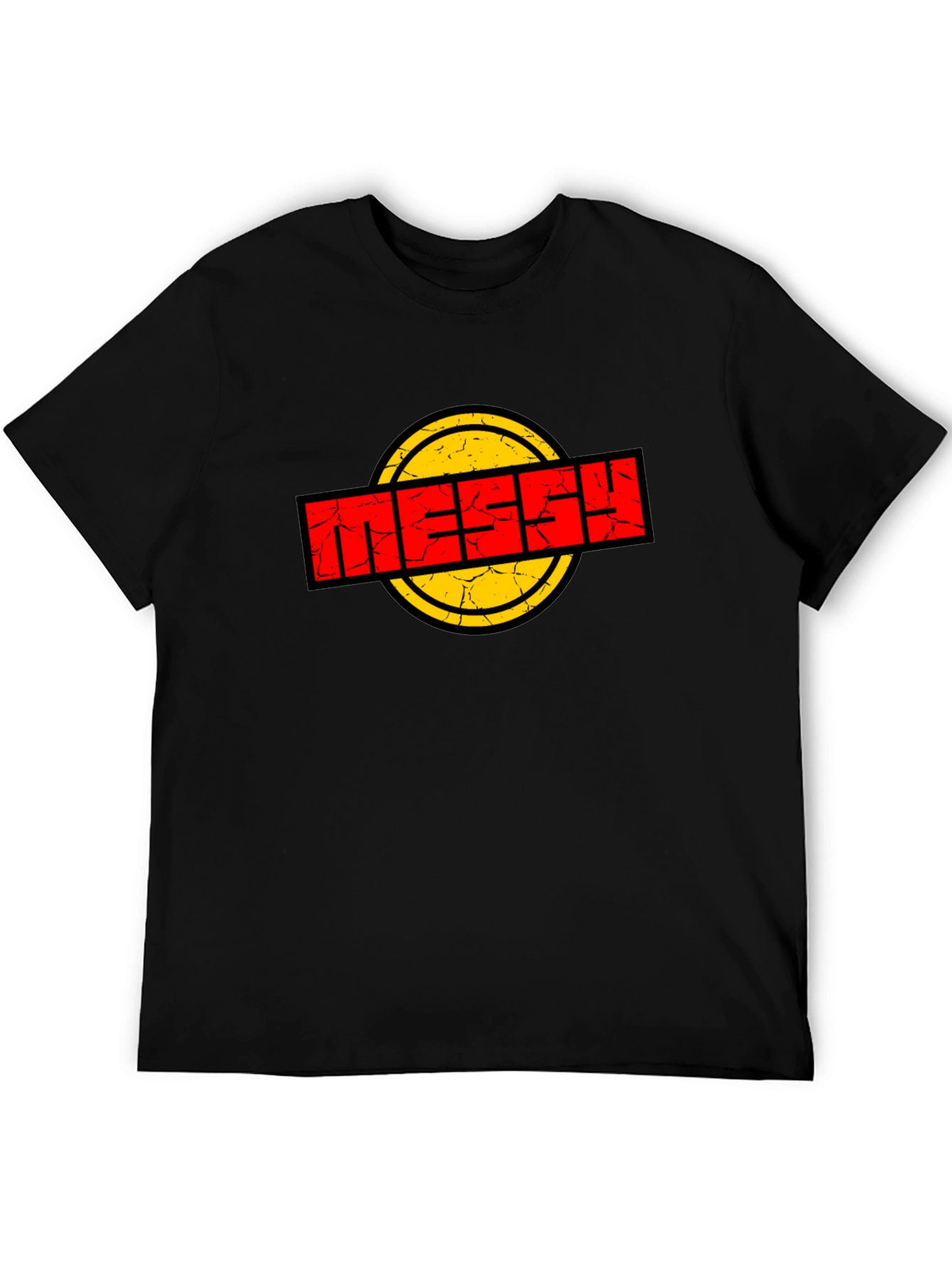 Messy Logo Graphic Tee - Black Cotton T-Shirt