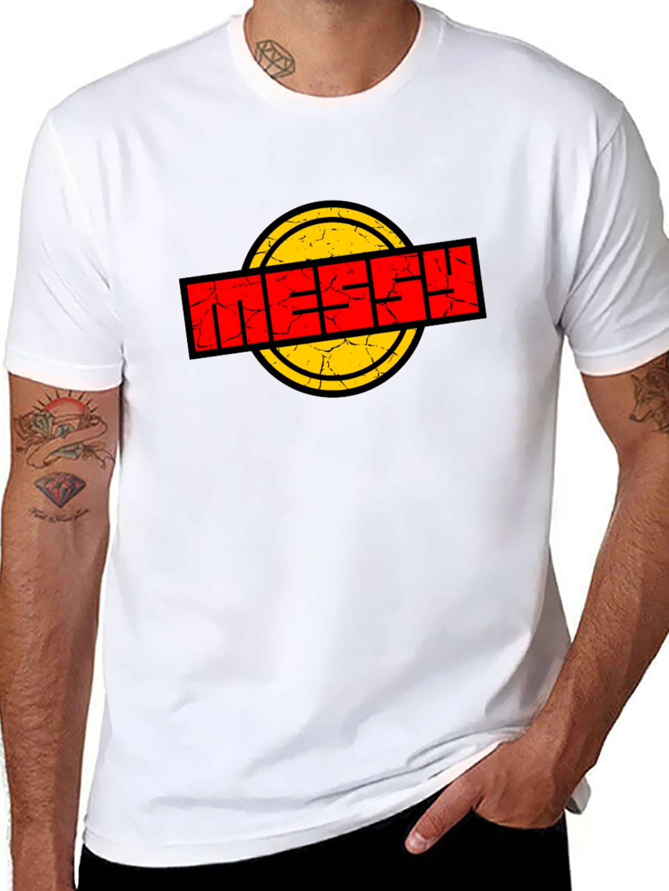 Messy Logo Graphic Tee - Black Cotton T-Shirt