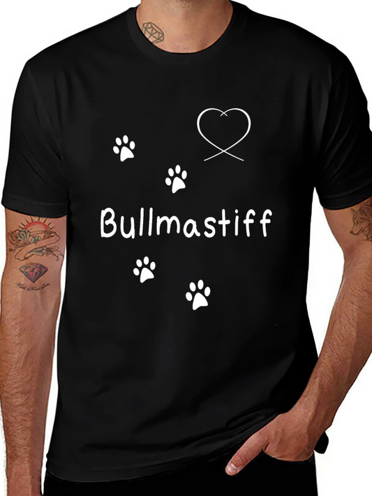 Bullmastiff Dog Paw Print Heart T-Shirt
