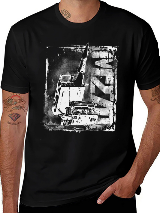 Distressed Crane Graphic Black T-Shirt