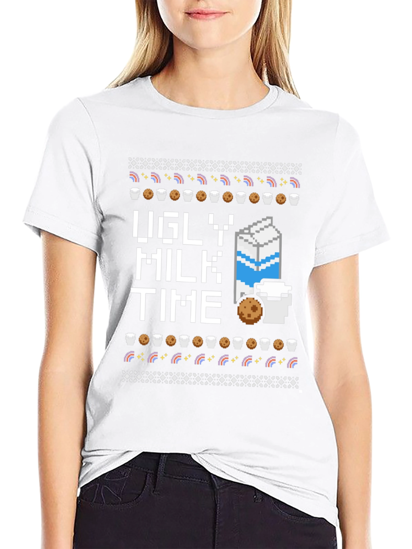 Ugly Milk Time Black T-Shirt - Cookie Lover