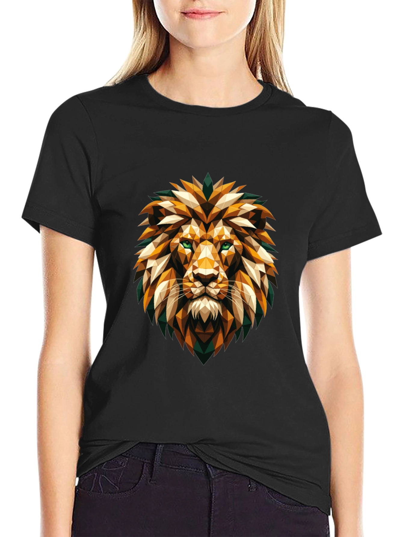 Geometric Lion Head Graphic Tee - Cool Stylish Design