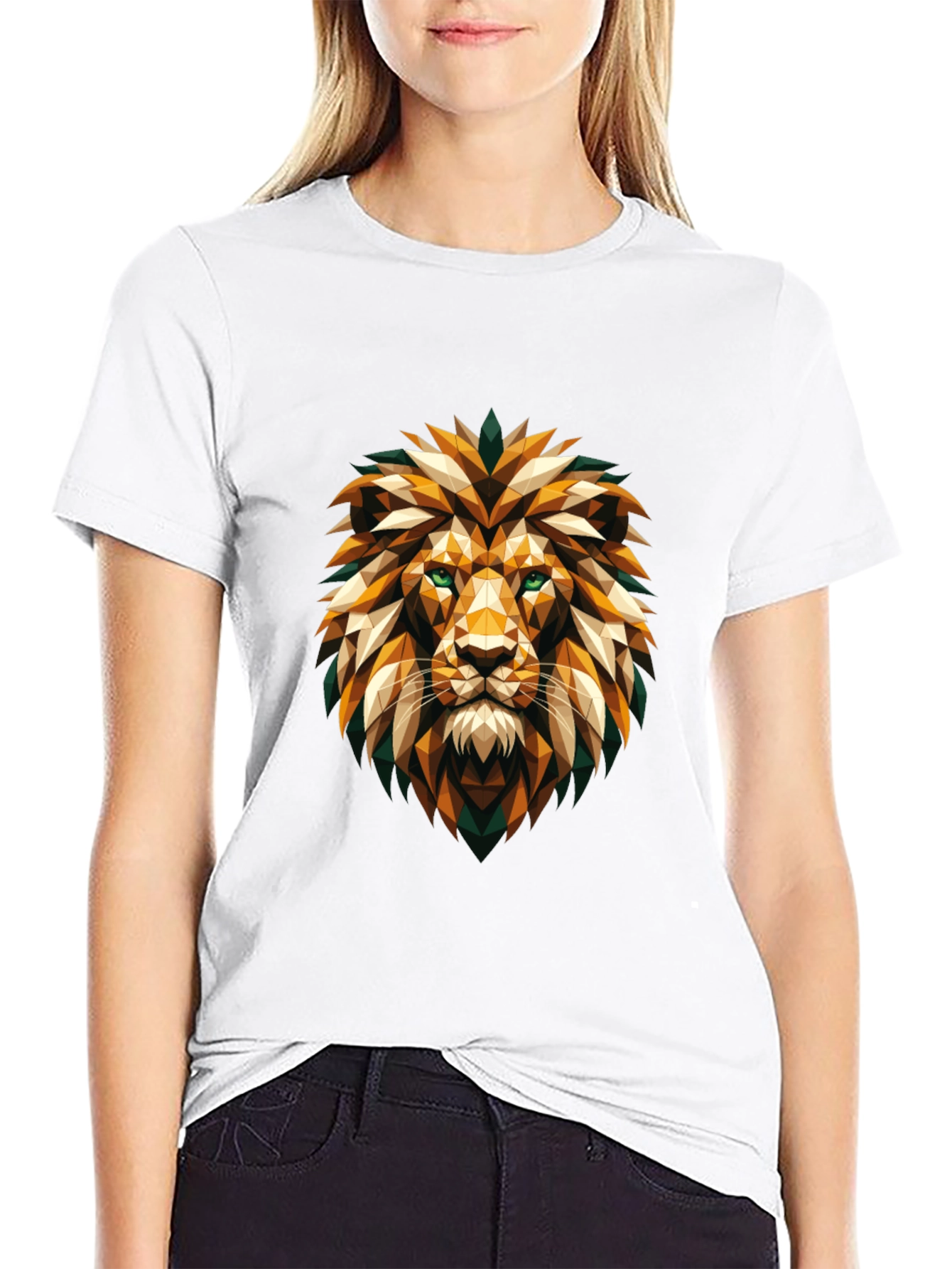Geometric Lion Head Graphic Tee - Cool Stylish Design
