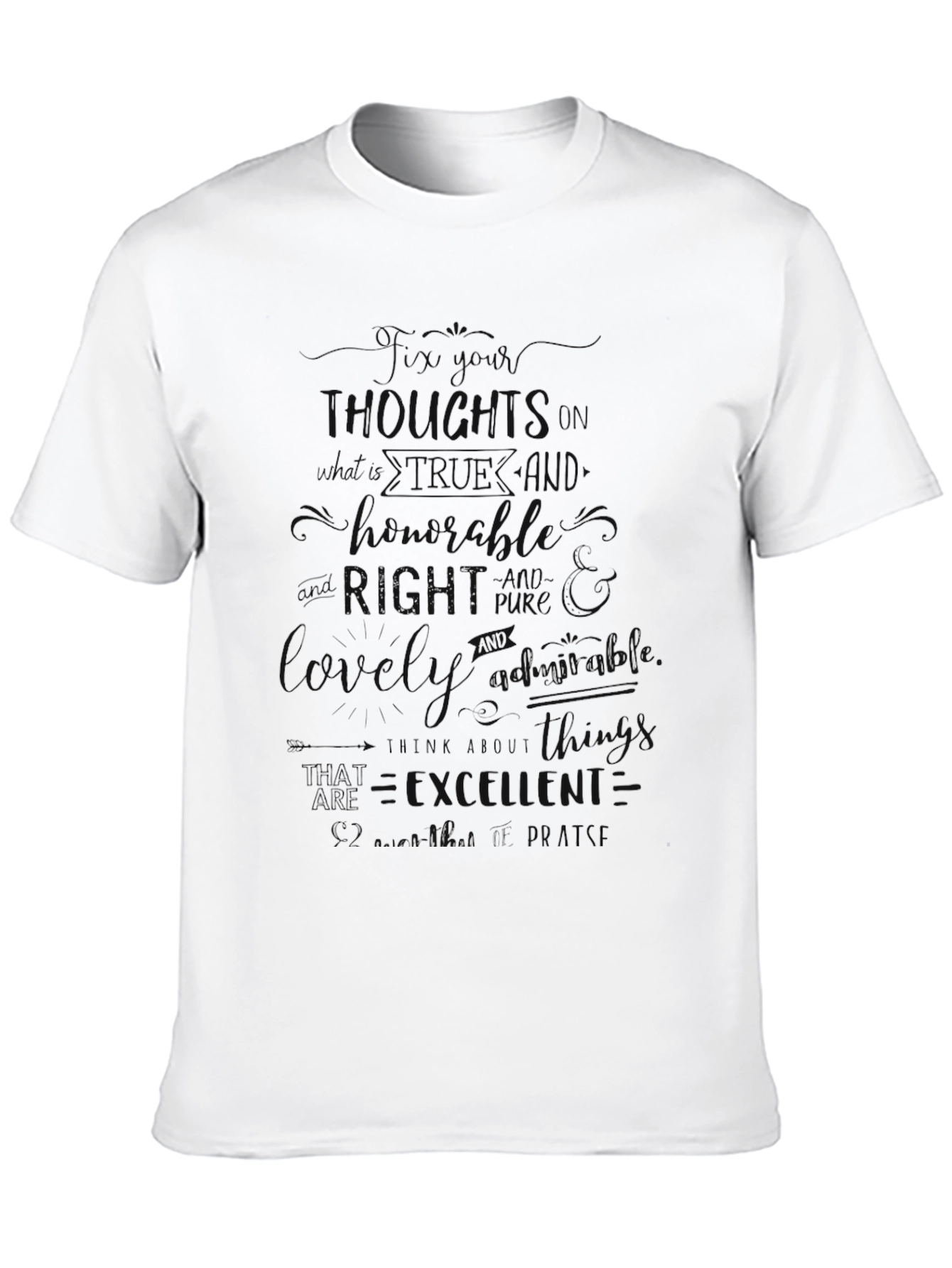 Inspirational Quote Black Crew Neck Tee