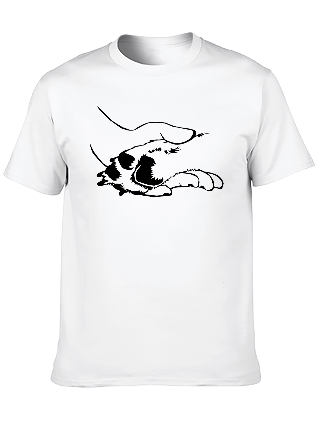 Dog Paw Holding Hand Black T-Shirt