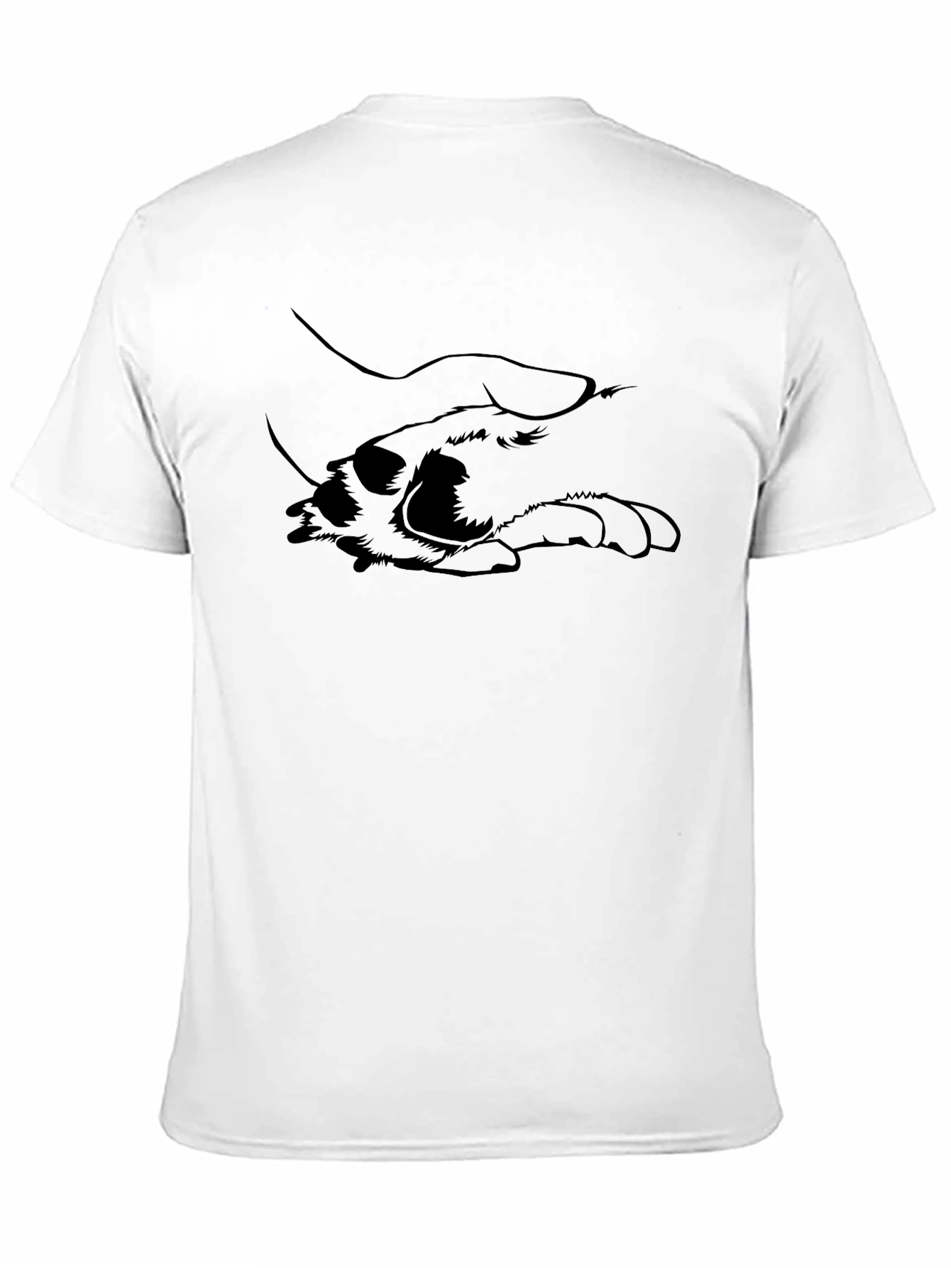 Dog Paw Holding Hand Black T-Shirt
