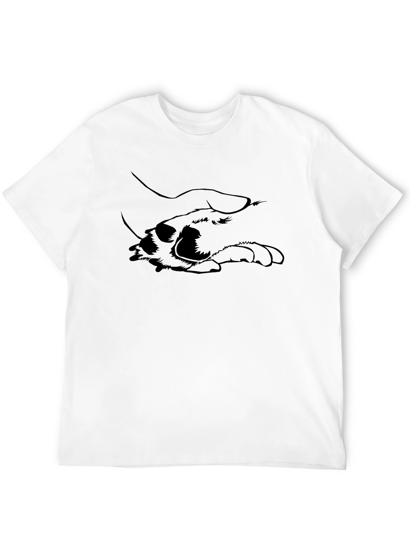 Dog Paw Holding Hand Black T-Shirt