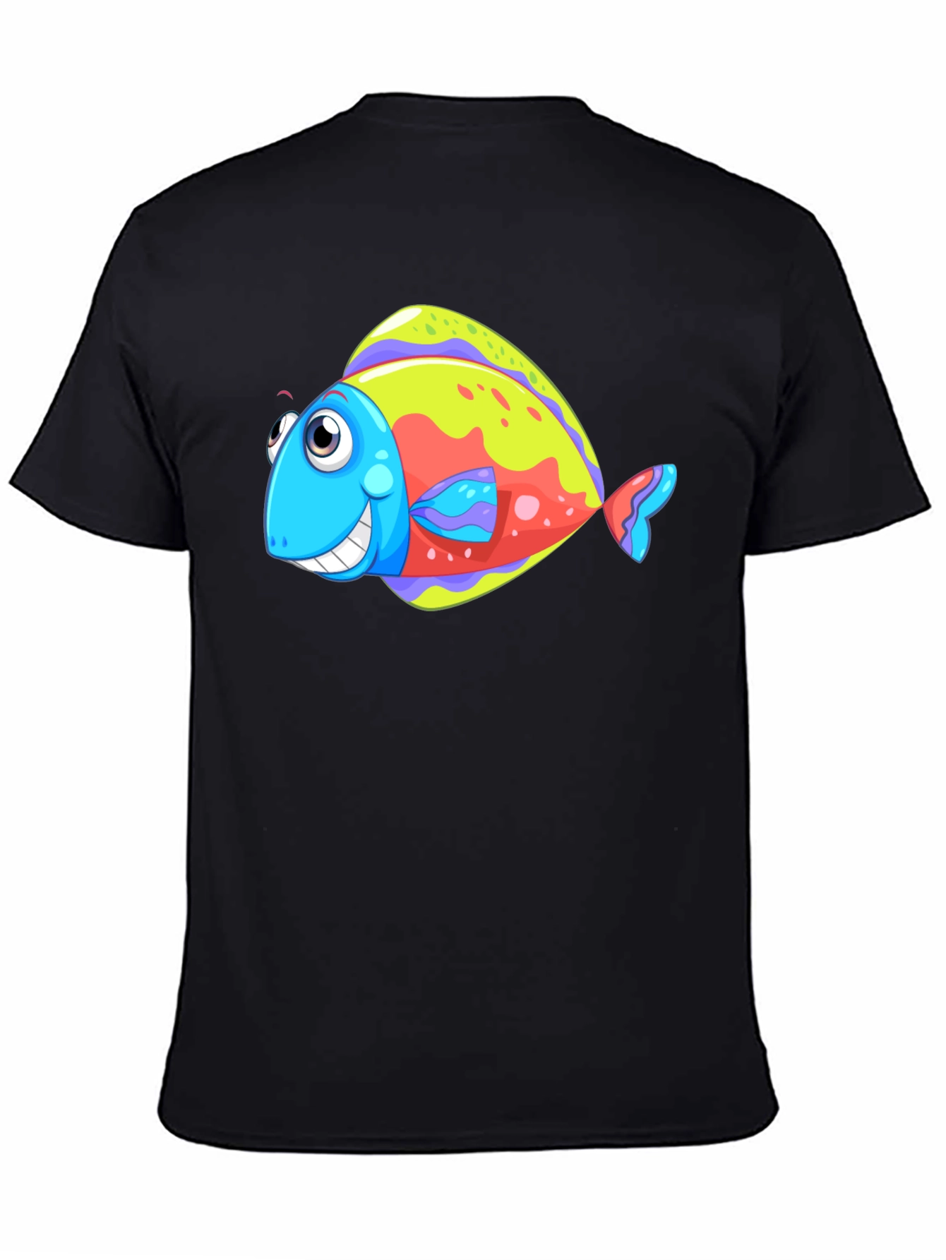 Funny Fish Graphic Tee - Black Cotton T-Shirt