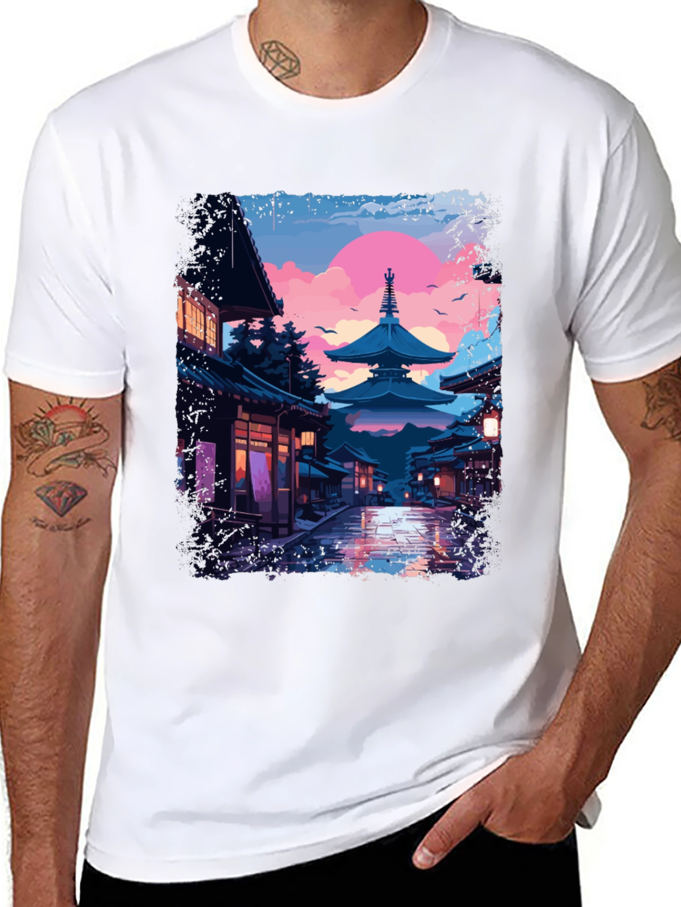 Japanese Pagoda T-Shirt - Artistic Graphic Tee
