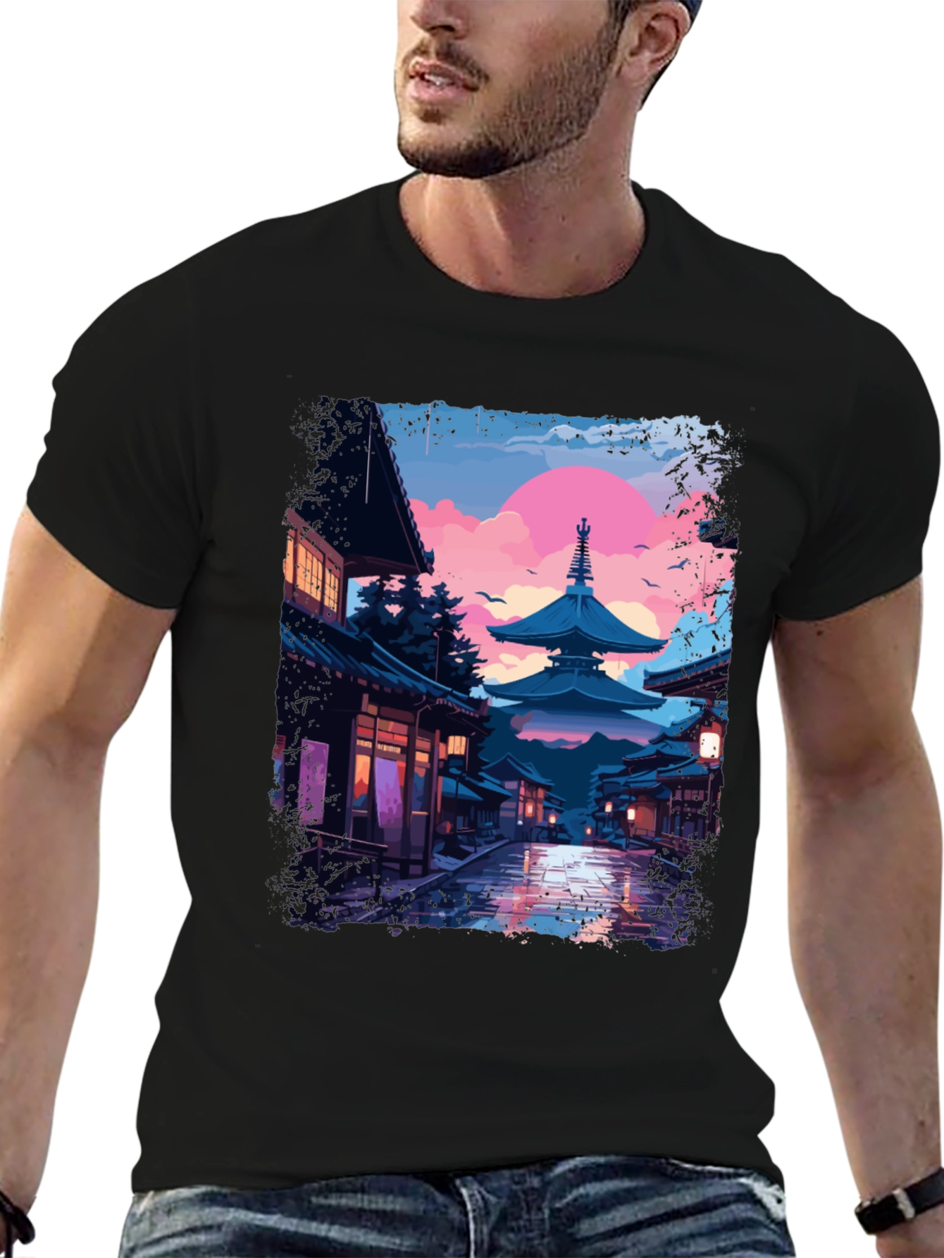 Japanese Pagoda T-Shirt - Artistic Graphic Tee