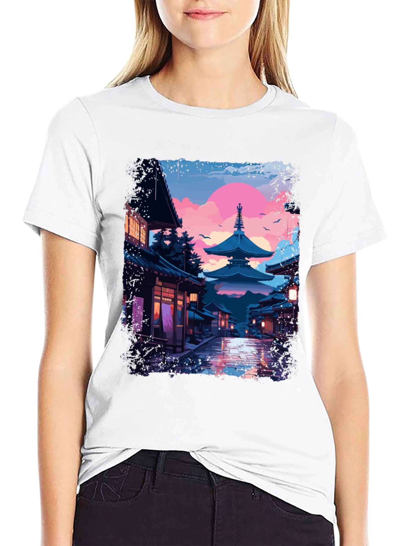 Japanese Pagoda T-Shirt - Artistic Graphic Tee