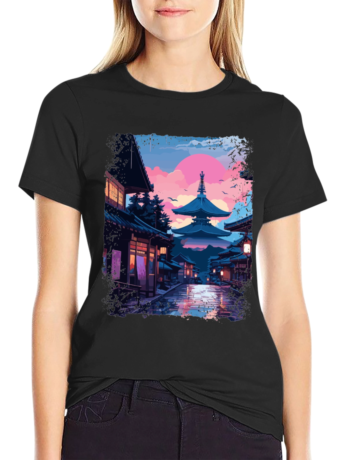 Japanese Pagoda T-Shirt - Artistic Graphic Tee