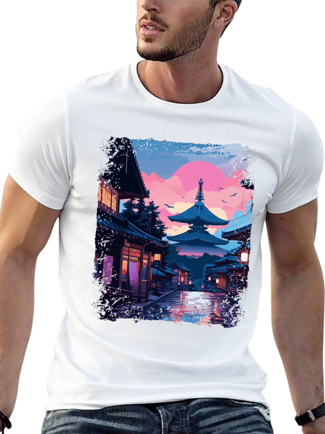 Japanese Pagoda T-Shirt - Artistic Graphic Tee