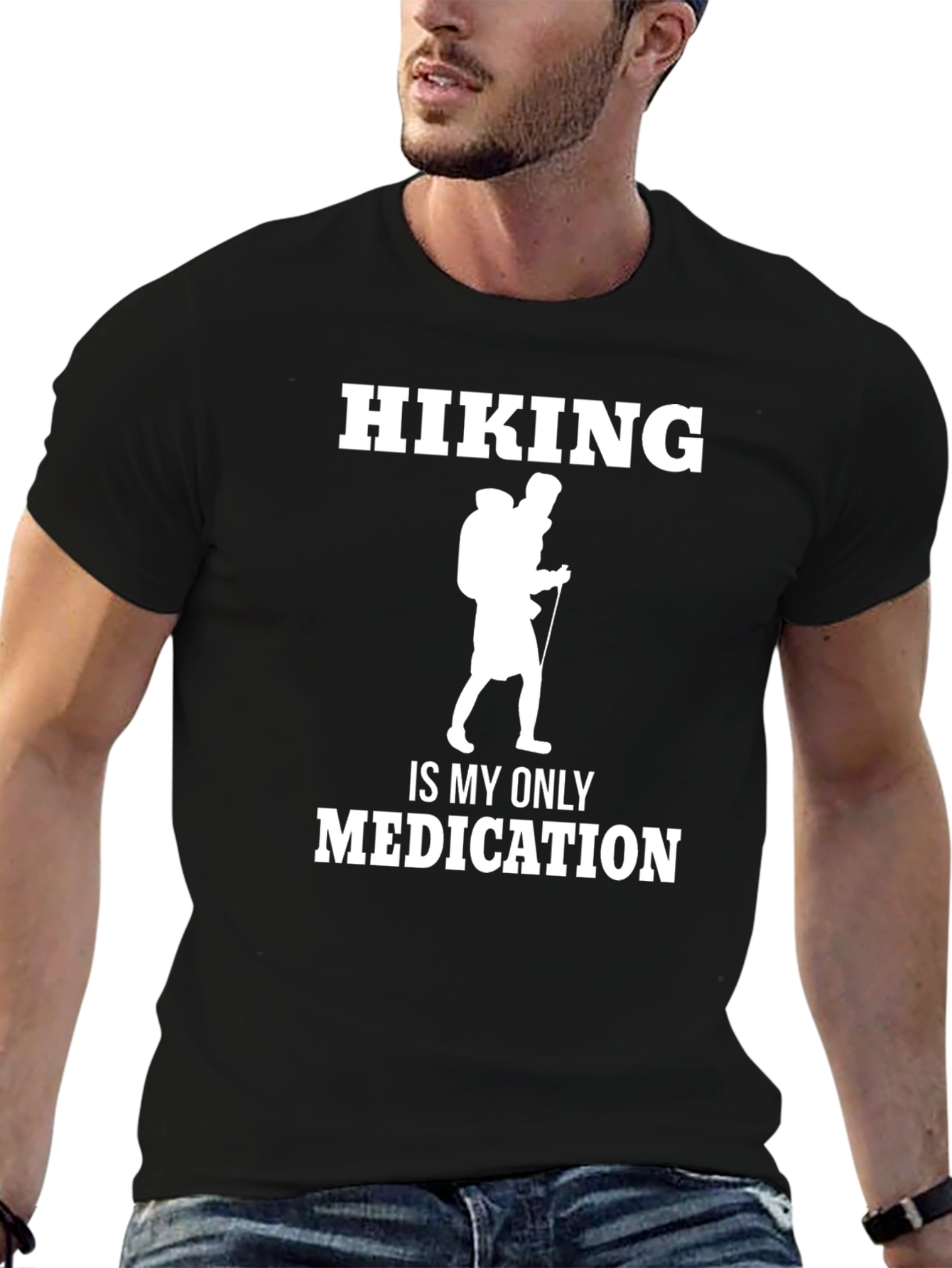 Hiking is My Only Medication Black T-Shirt