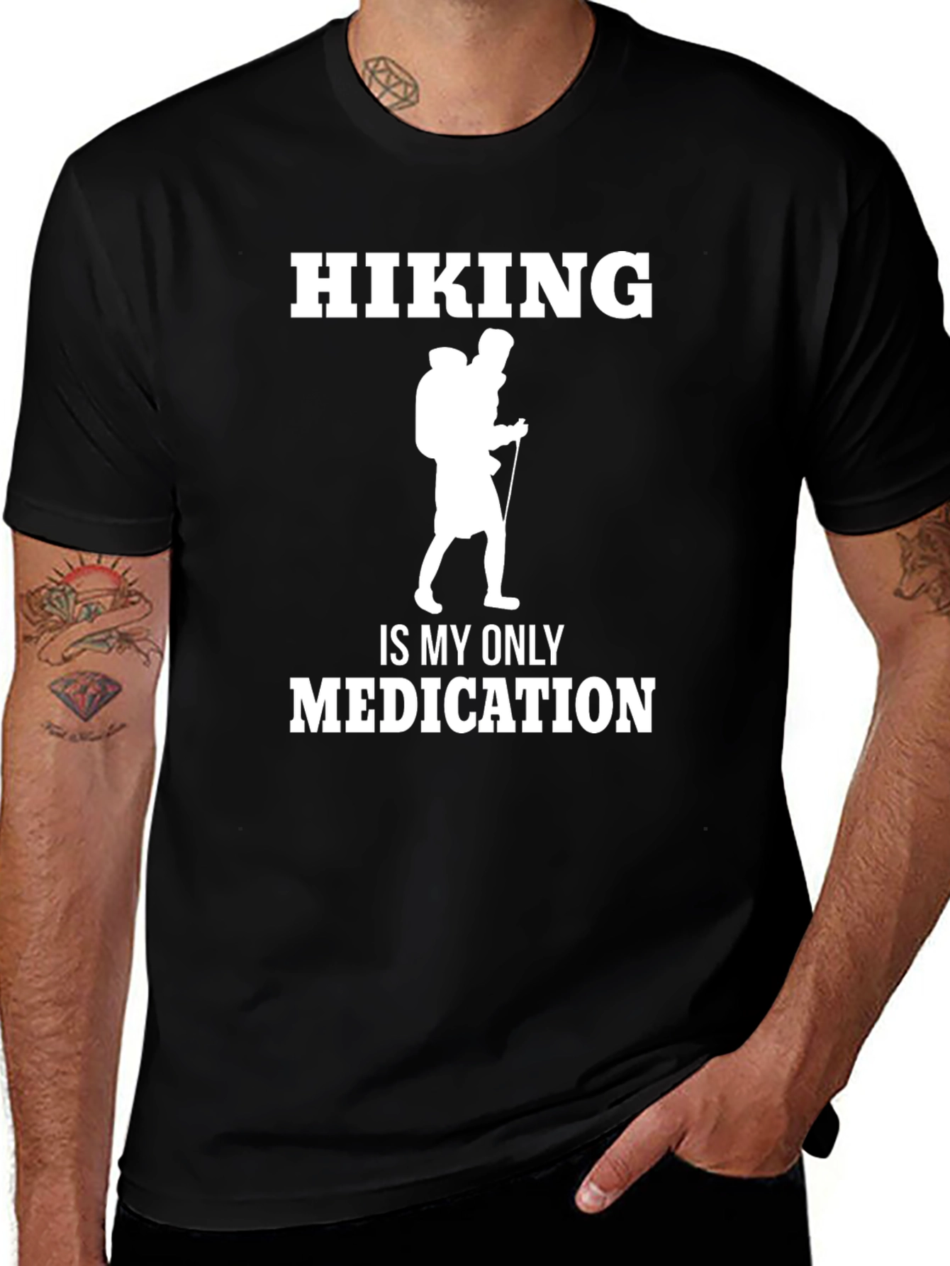 Hiking is My Only Medication Black T-Shirt