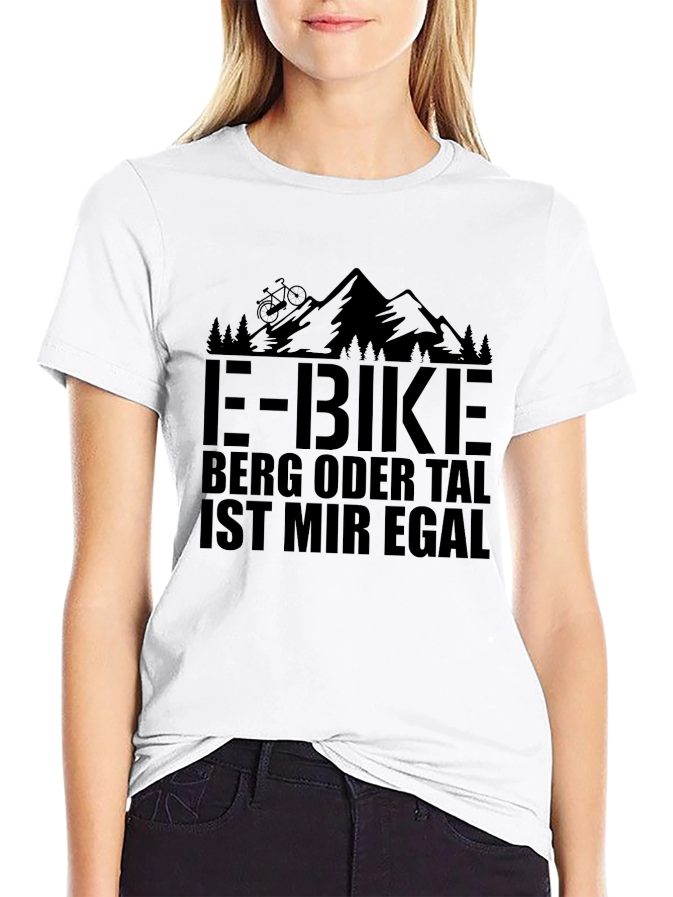 E-Bike Mountain Design Black T-Shirt