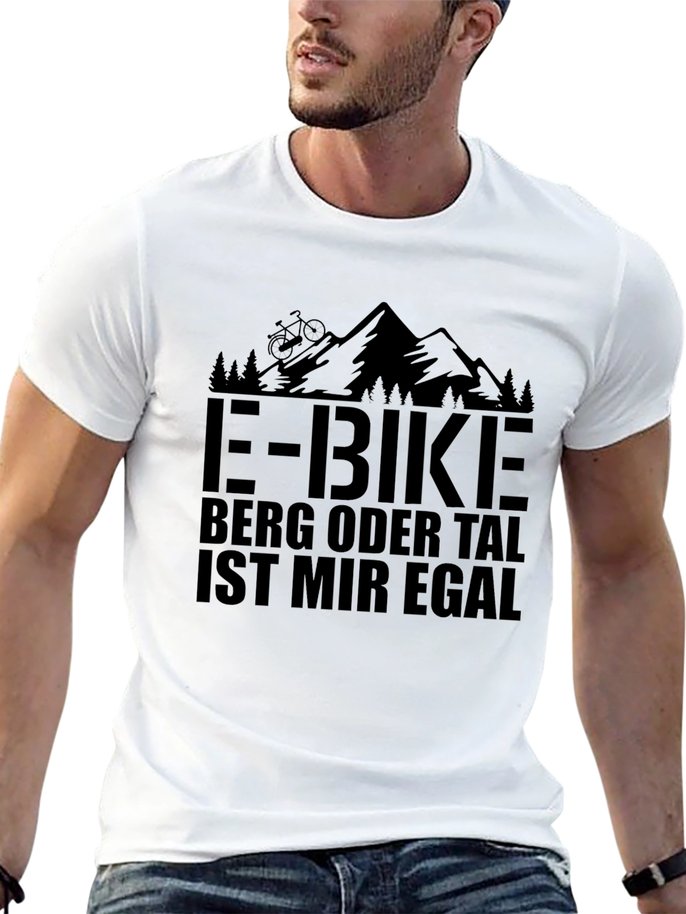 E-Bike Mountain Design Black T-Shirt