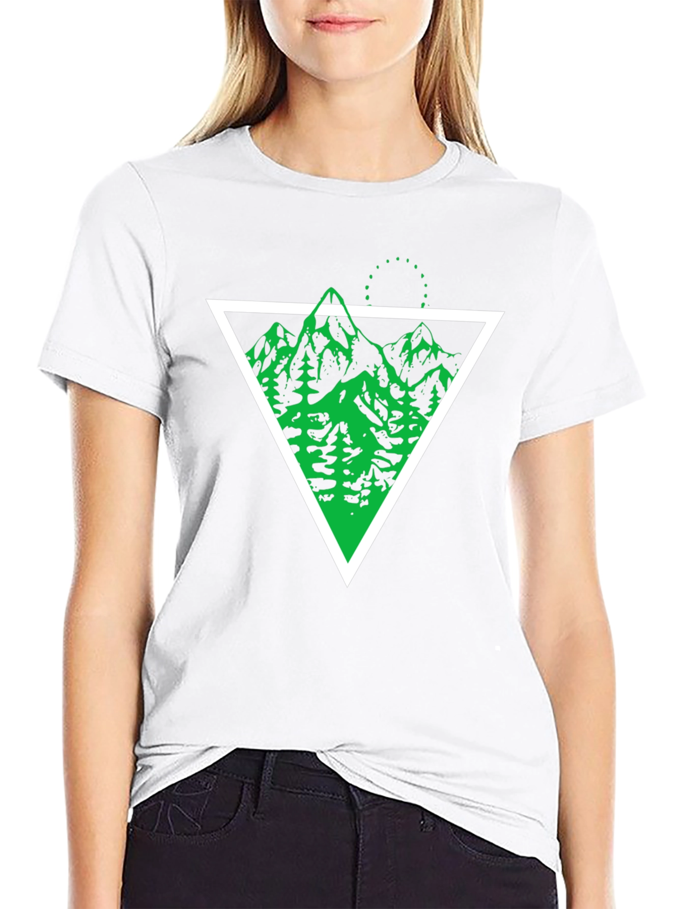 Geometric Mountain Graphic Tee - Black