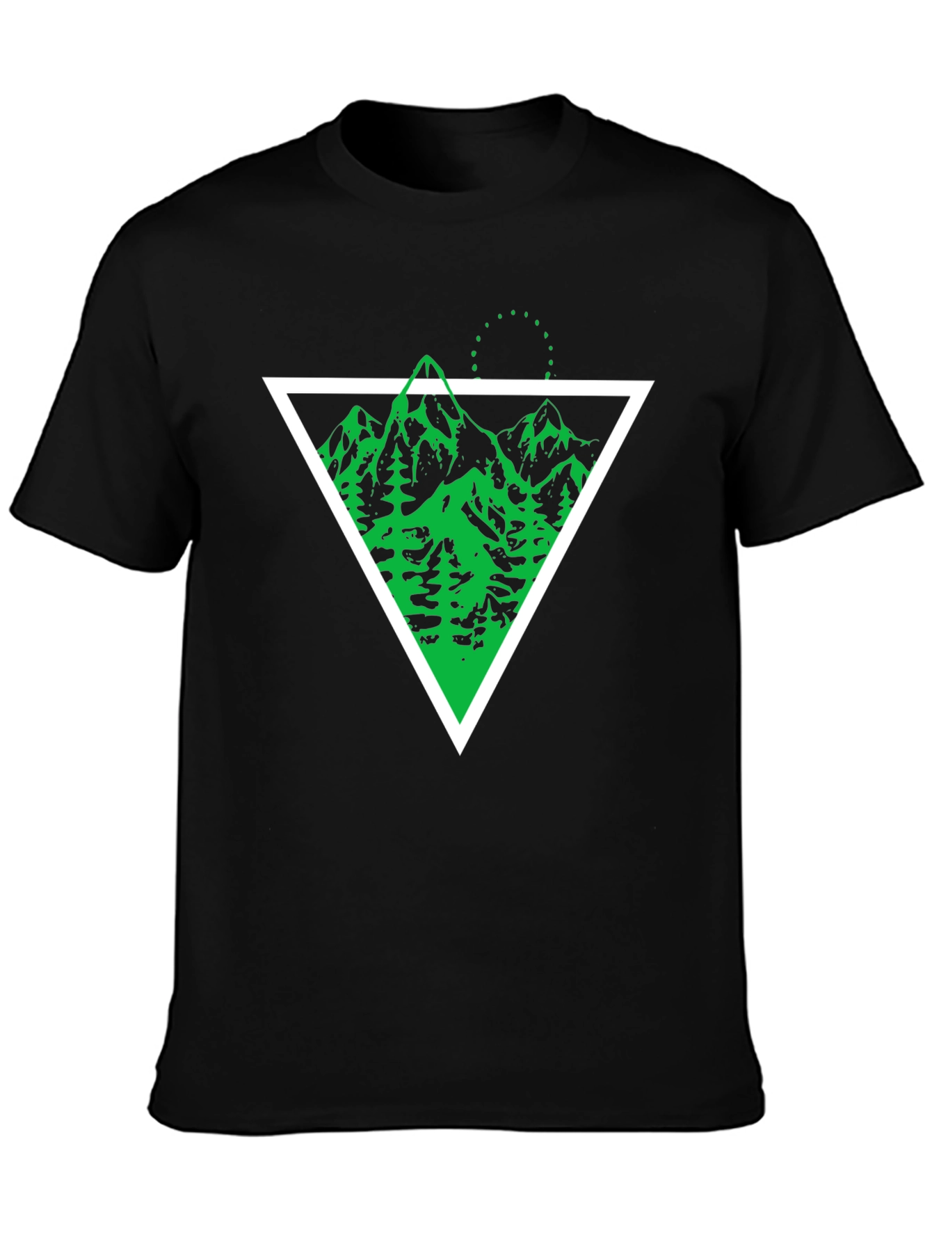 Geometric Mountain Graphic Tee - Black