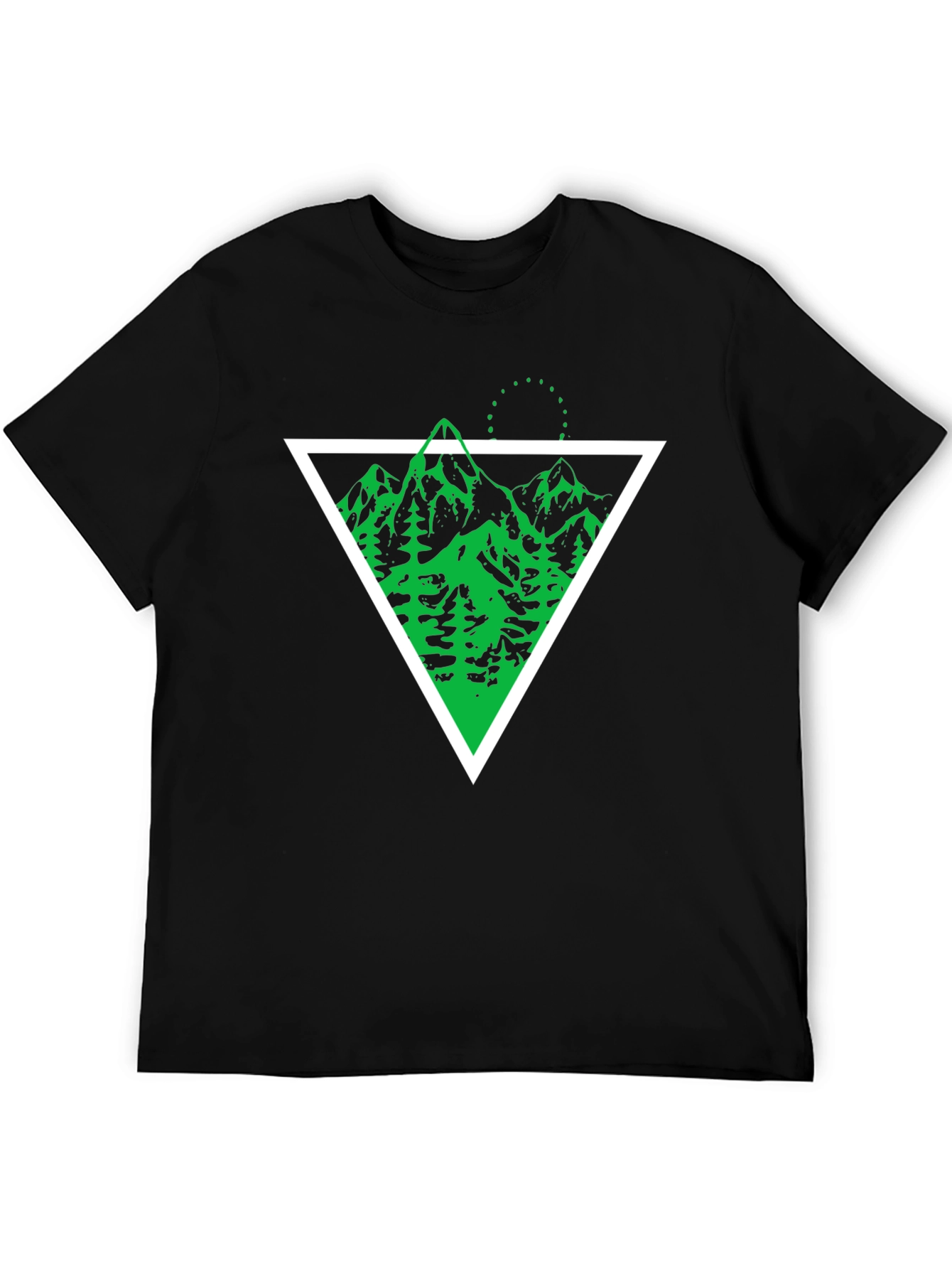 Geometric Mountain Graphic Tee - Black