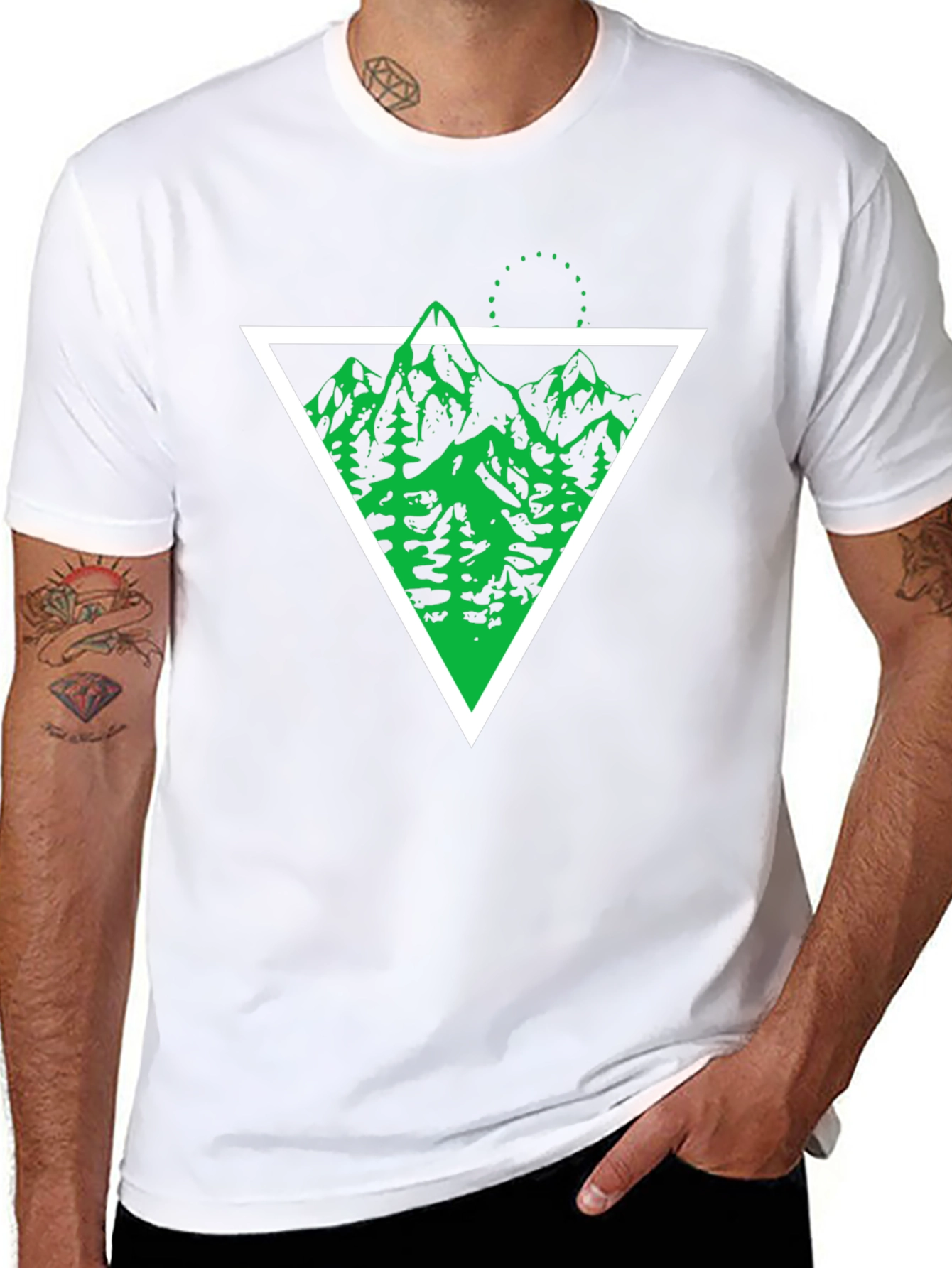 Geometric Mountain Graphic Tee - Black