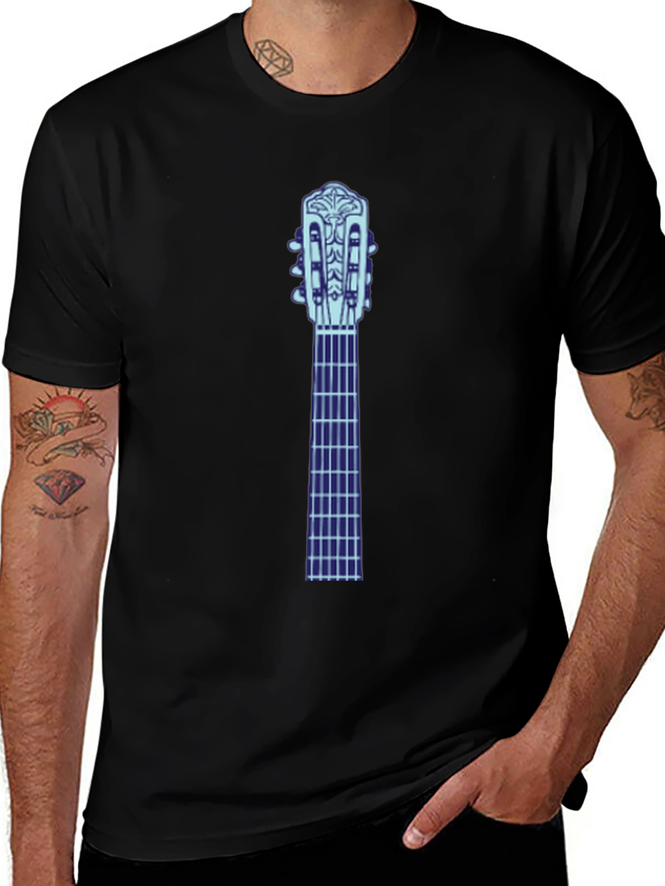 Guitar Neck Graphic Tee - Black