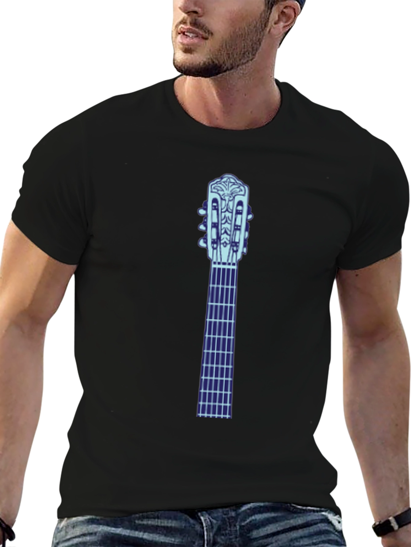 Guitar Neck Graphic Tee - Black