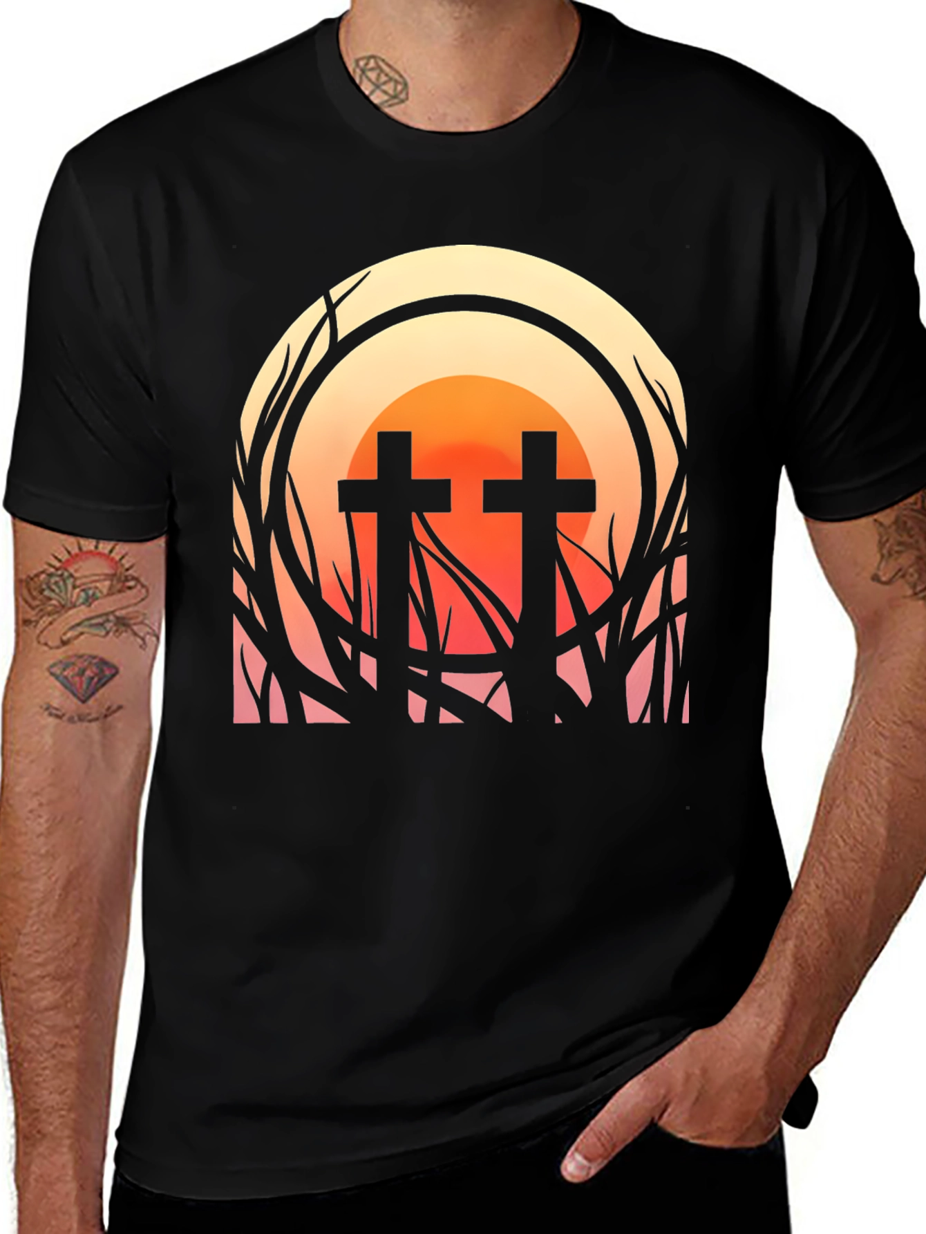 Sunset Cross Graphic Tee - Stylish Comfort