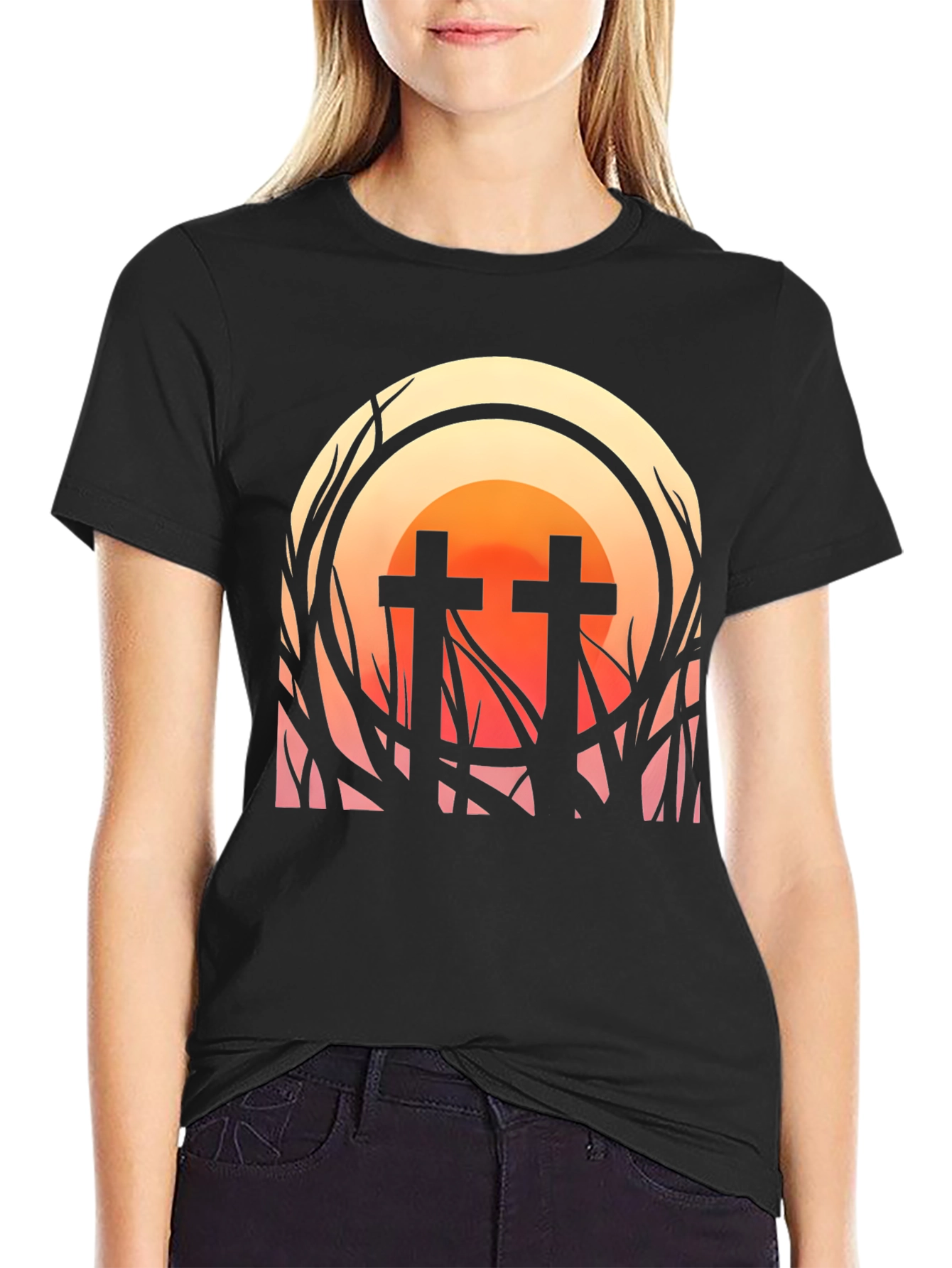 Sunset Cross Graphic Tee - Stylish Comfort