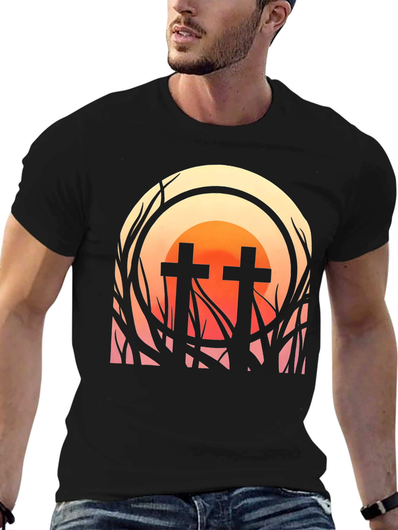 Sunset Cross Graphic Tee - Stylish Comfort