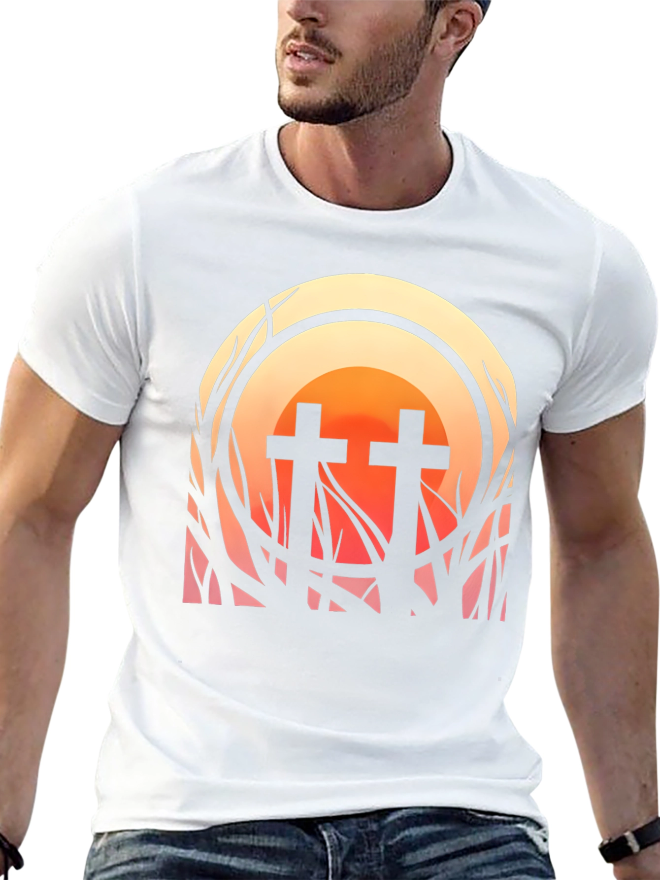 Sunset Cross Graphic Tee - Stylish Comfort