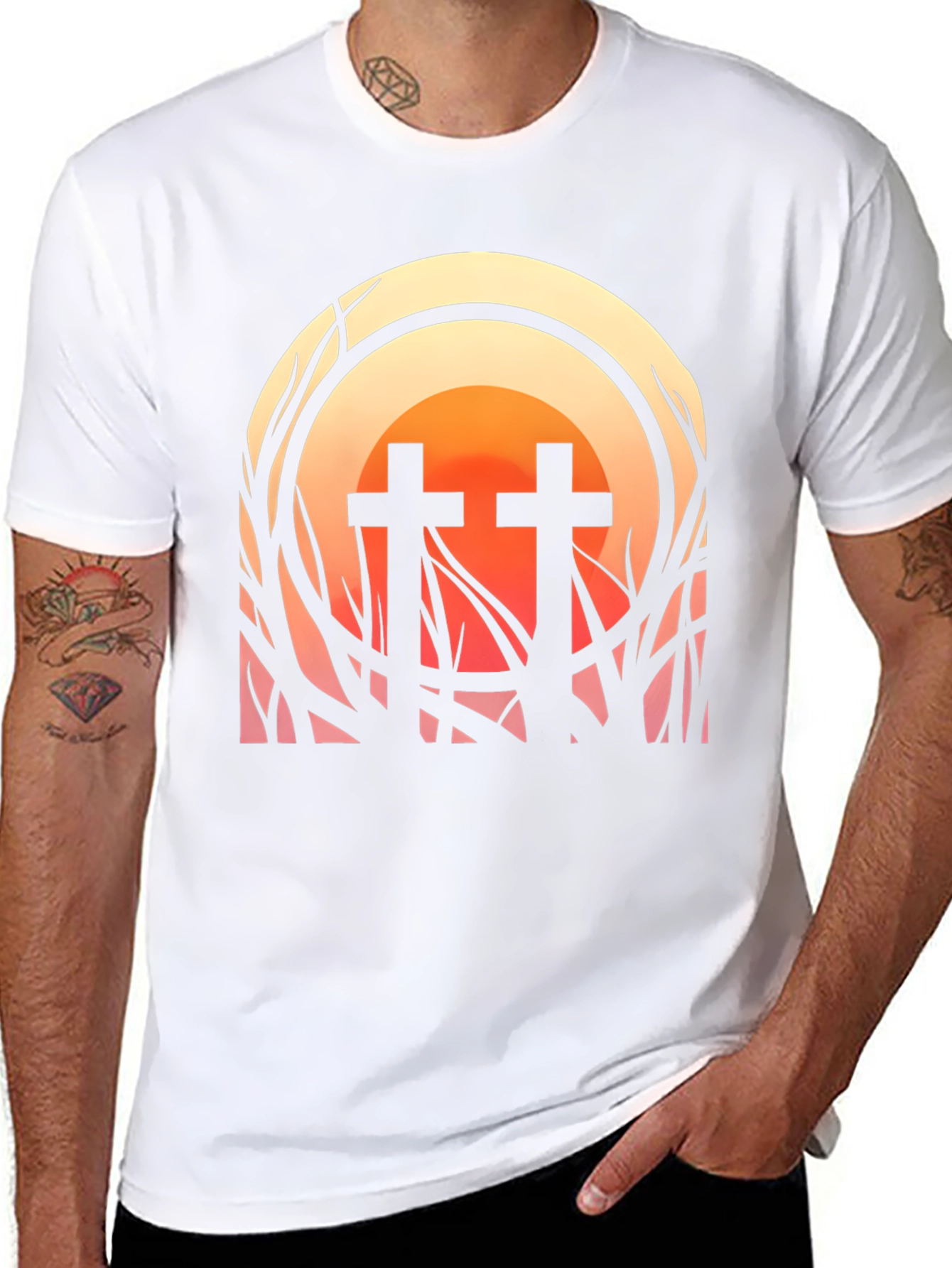 Sunset Cross Graphic Tee - Stylish Comfort