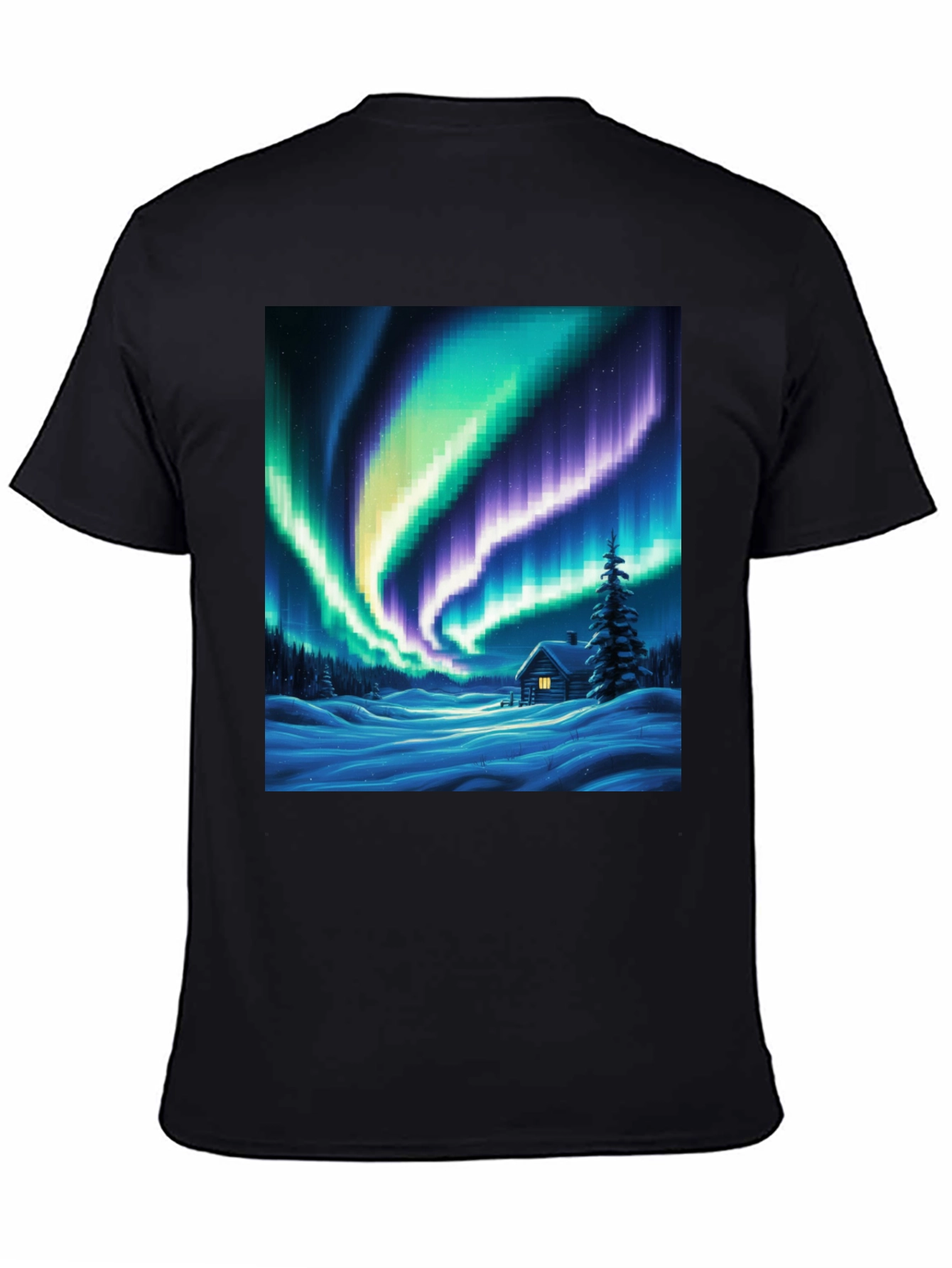 Aurora Cabin T-Shirt: Winter Night Scene