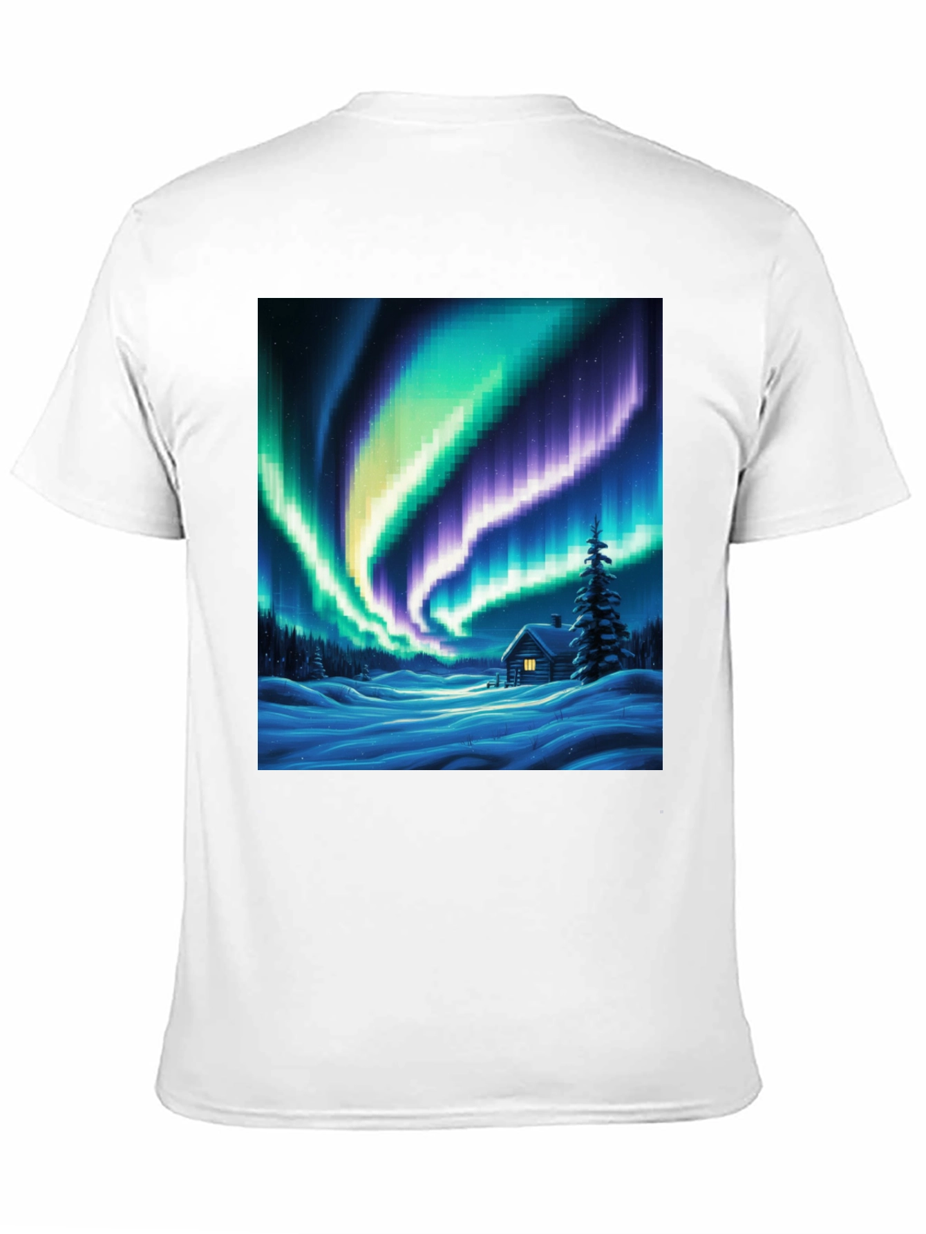Aurora Cabin T-Shirt: Winter Night Scene