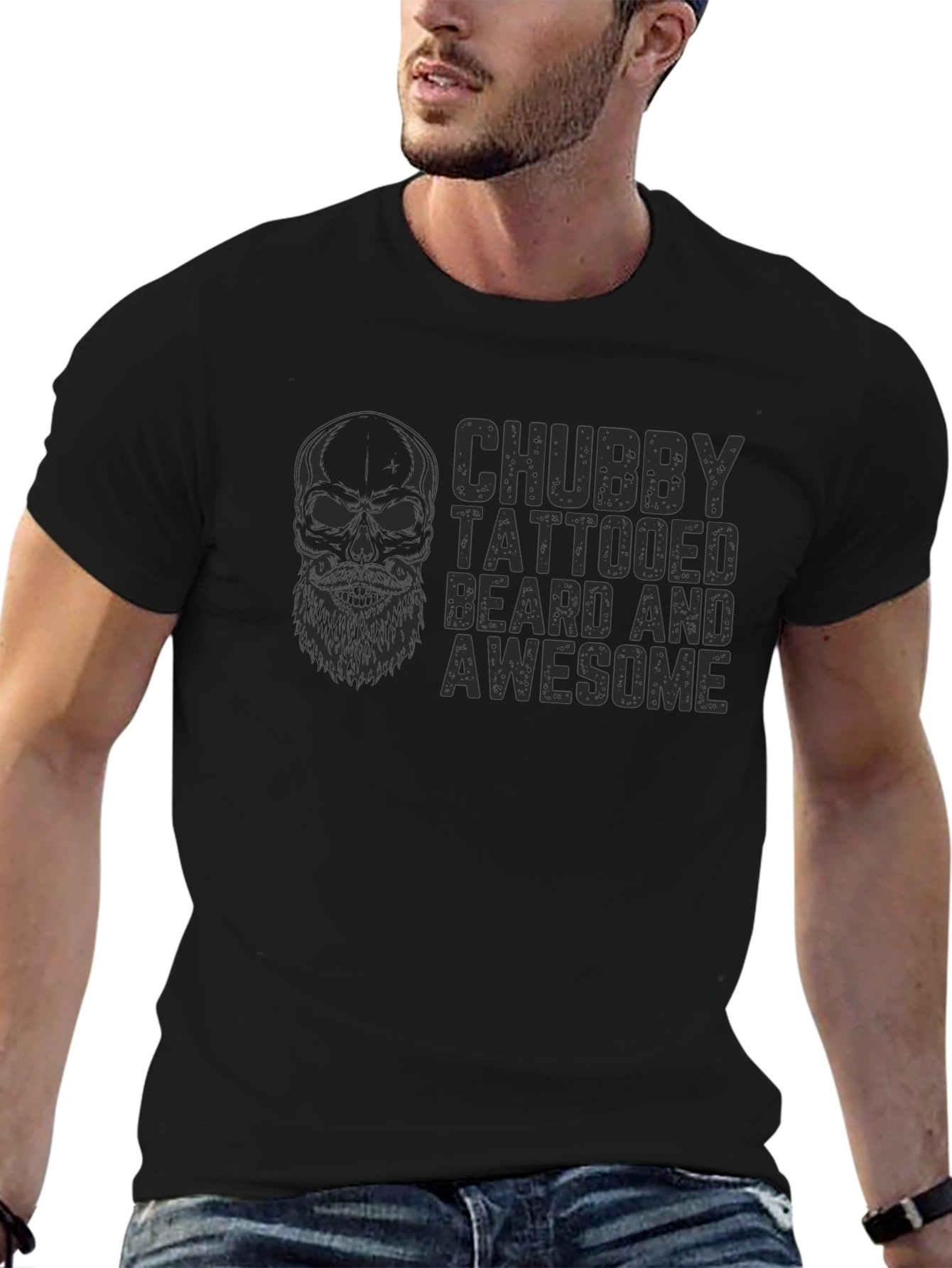 Chubby Tattooed Beard Awesome Black T-Shirt