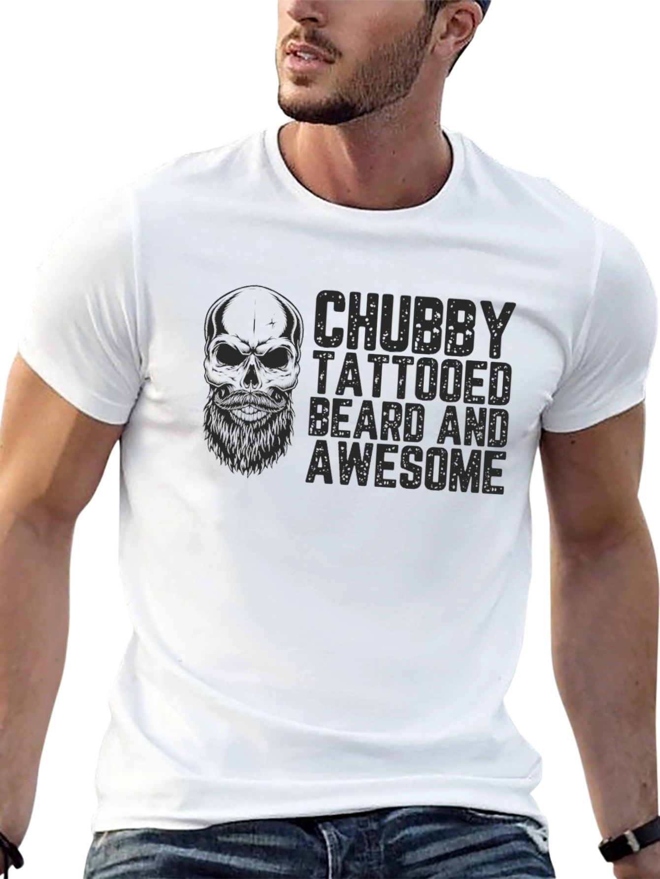Chubby Tattooed Beard Awesome Black T-Shirt