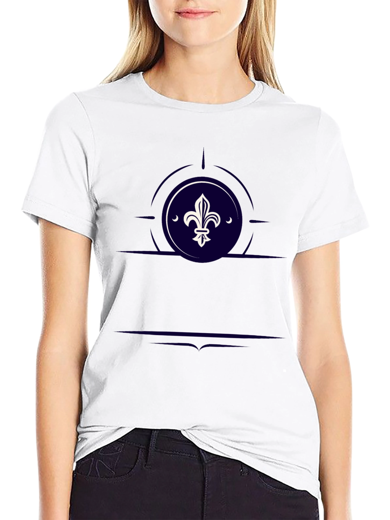 Fleur-de-lis Graphic Print Black T-Shirt