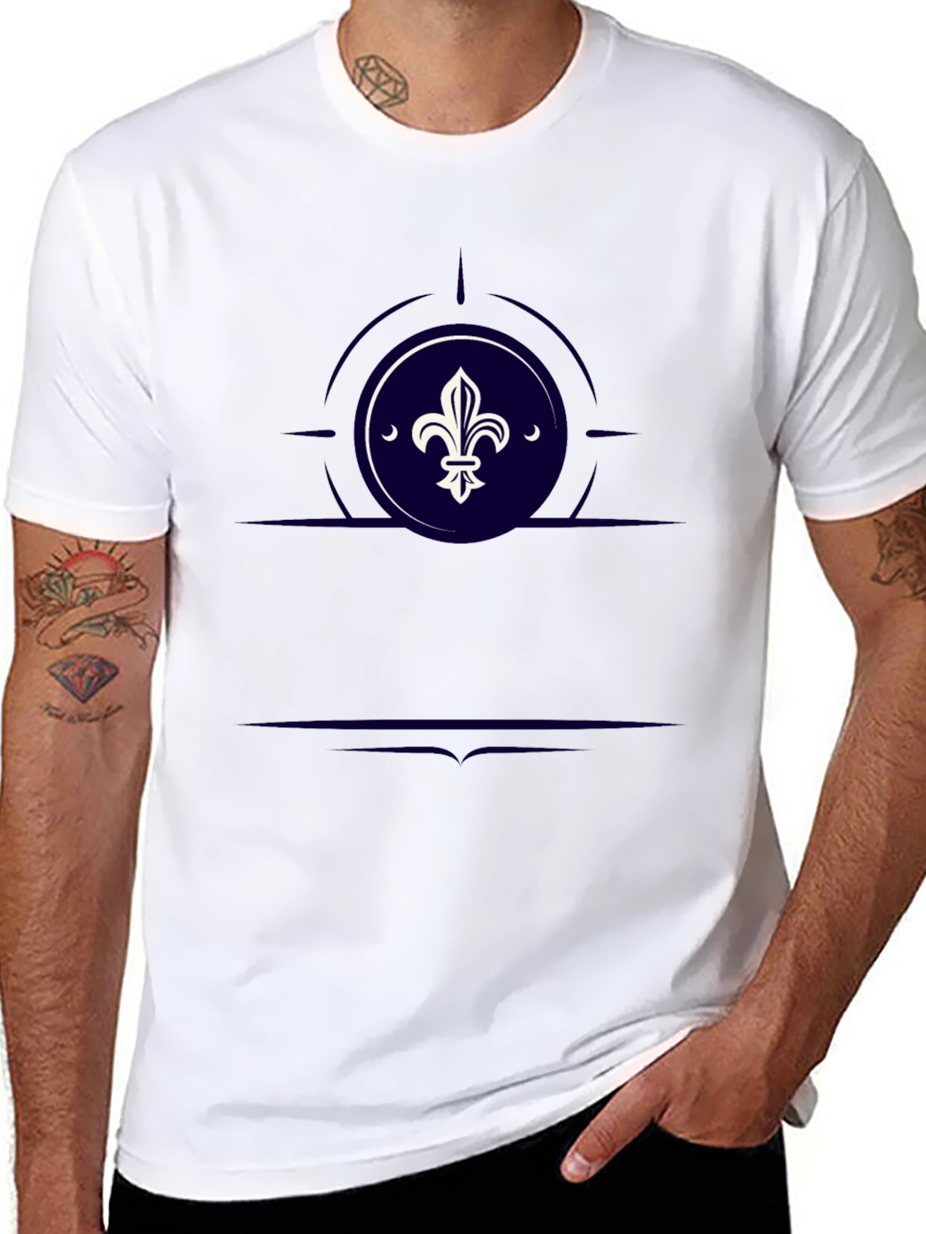 Fleur-de-lis Graphic Print Black T-Shirt