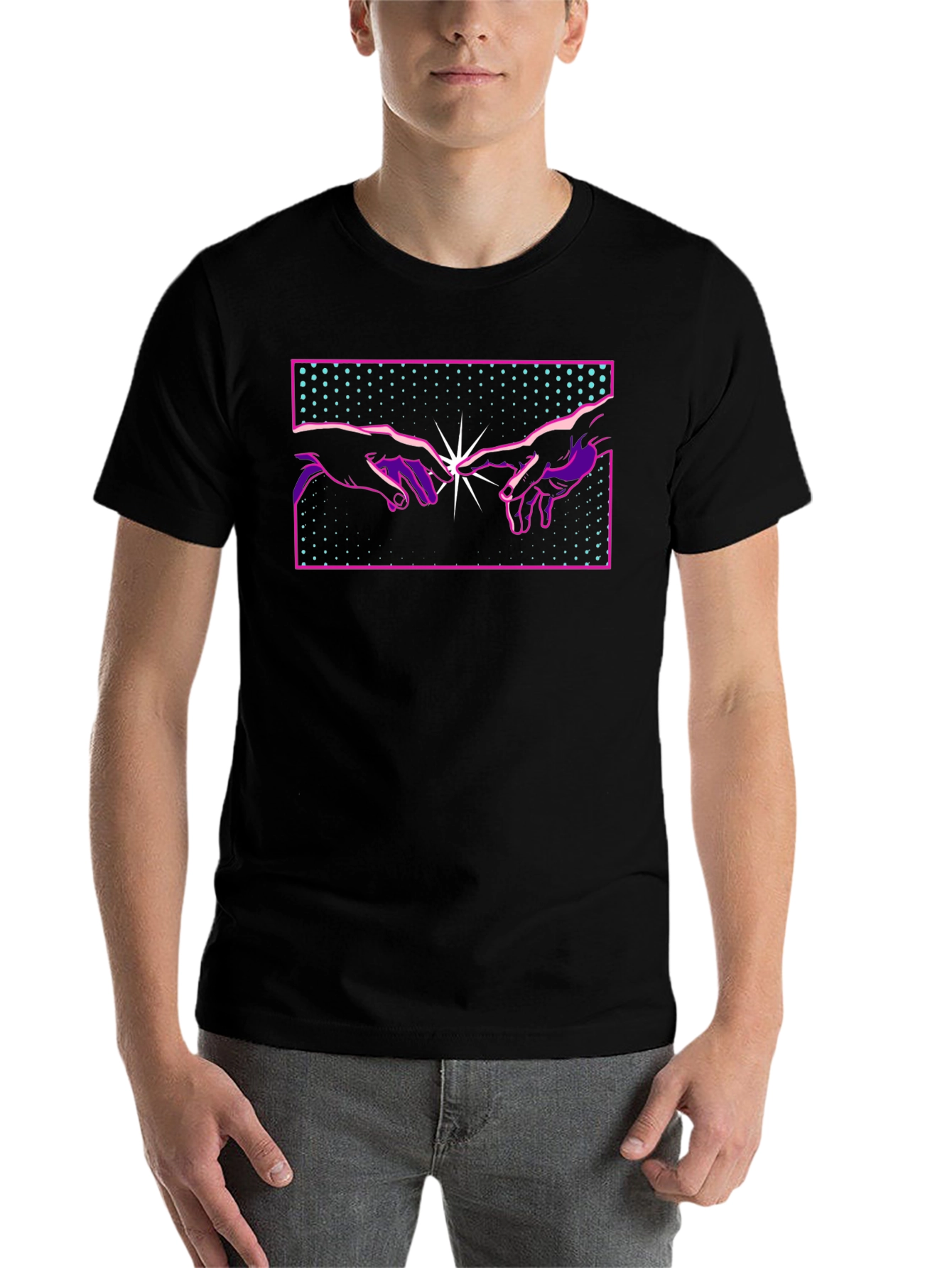 Creation Hands Graphic T-Shirt - Black Crew Neck